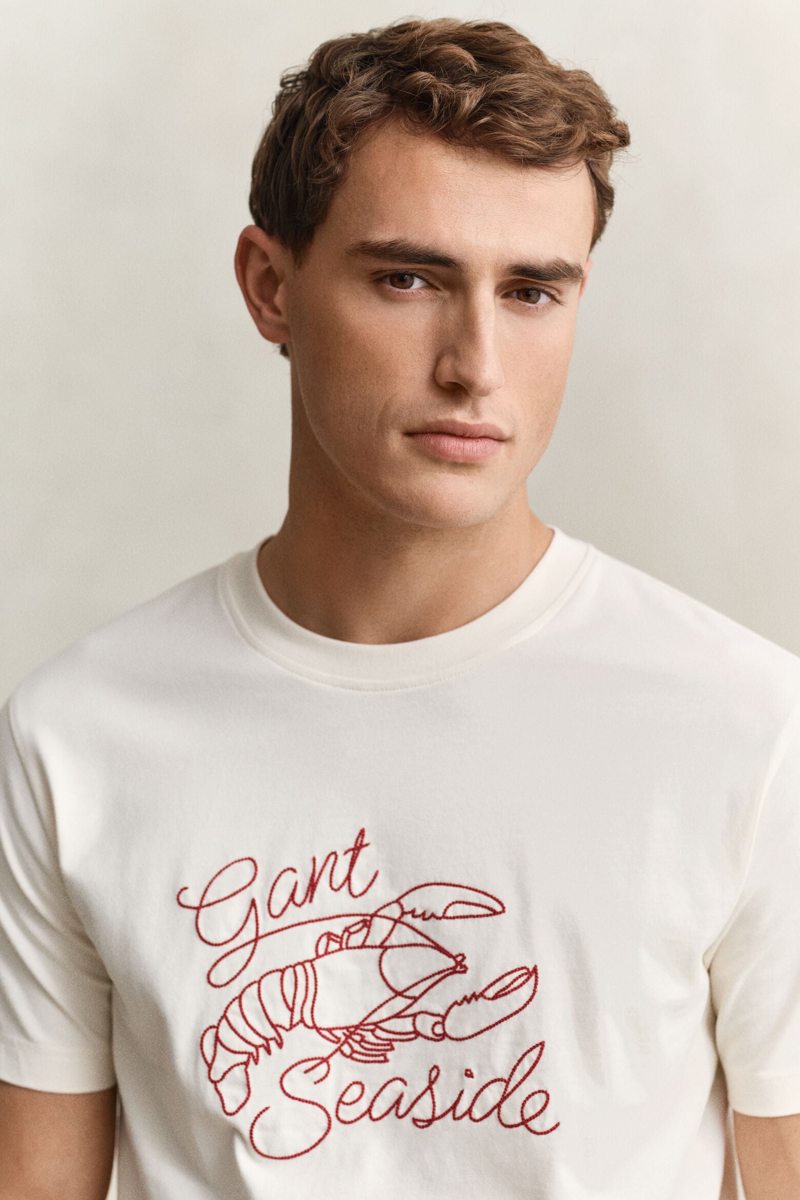 Gant miesten t-paita Embroidered T-paita, valkoinen