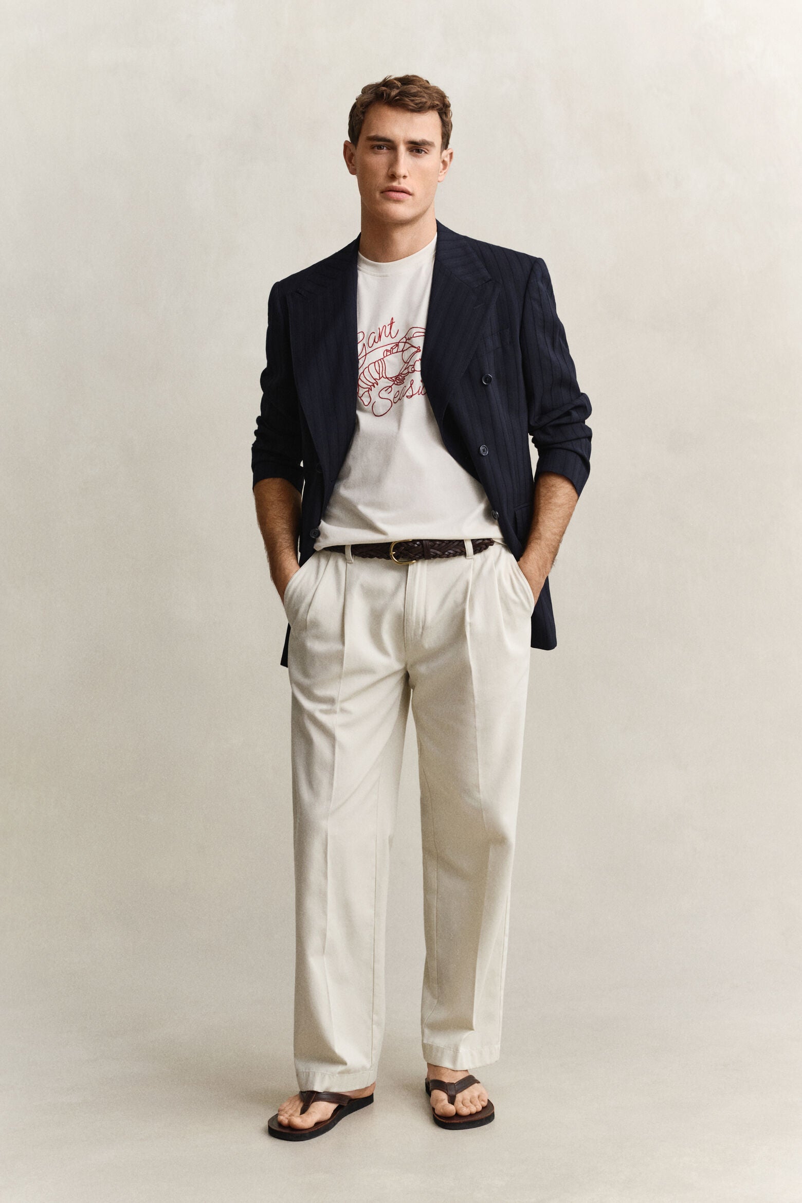 Gant miesten t-paita Embroidered T-paita, valkoinen