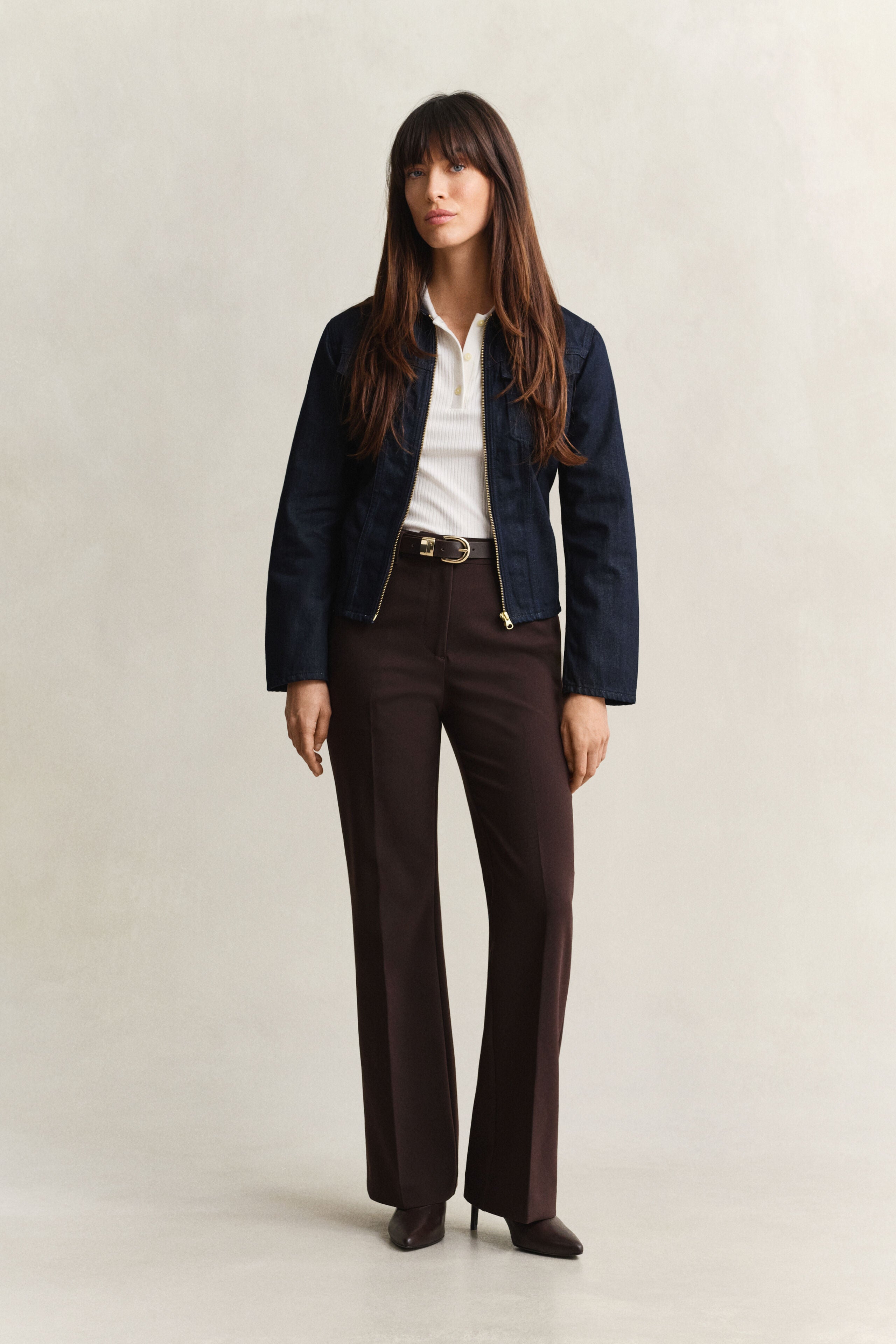 Gant naisten housut Slim Flare Slack, tummanruskea