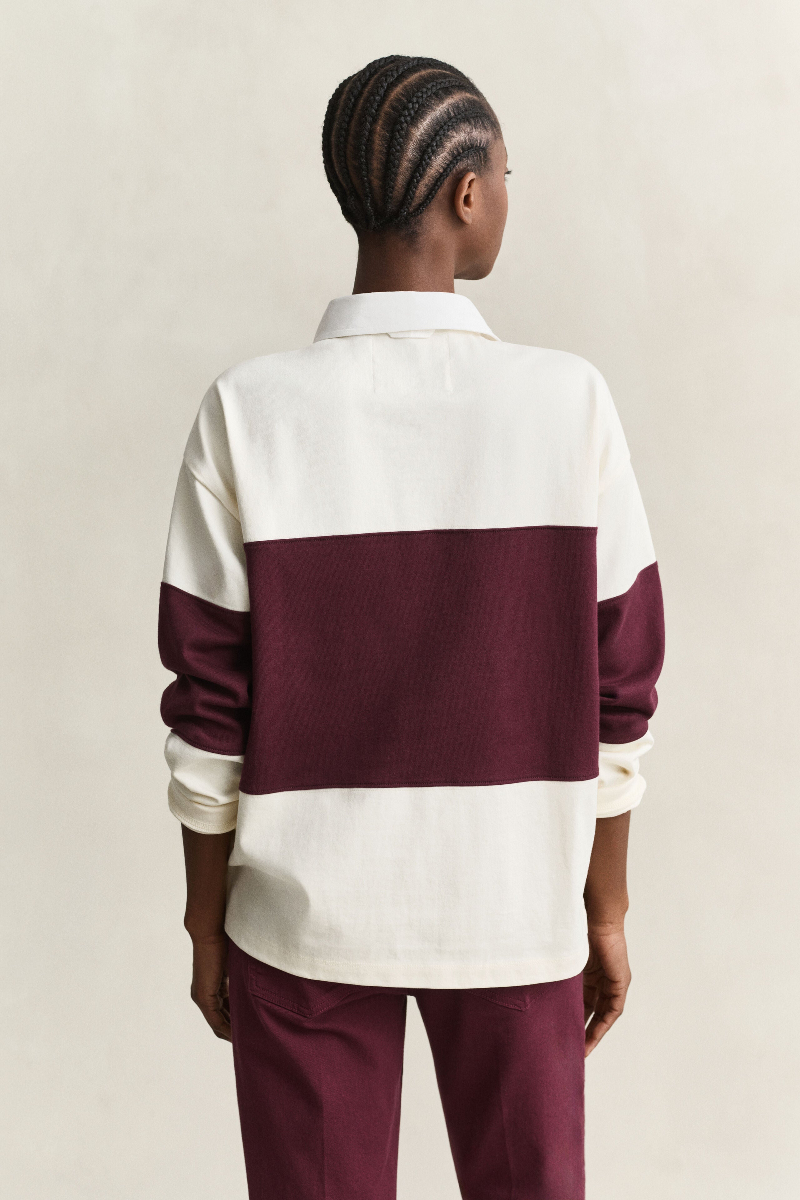 Gant naisten pikeepaita Color Blocked Heavy Rugger, raidallinen luumu