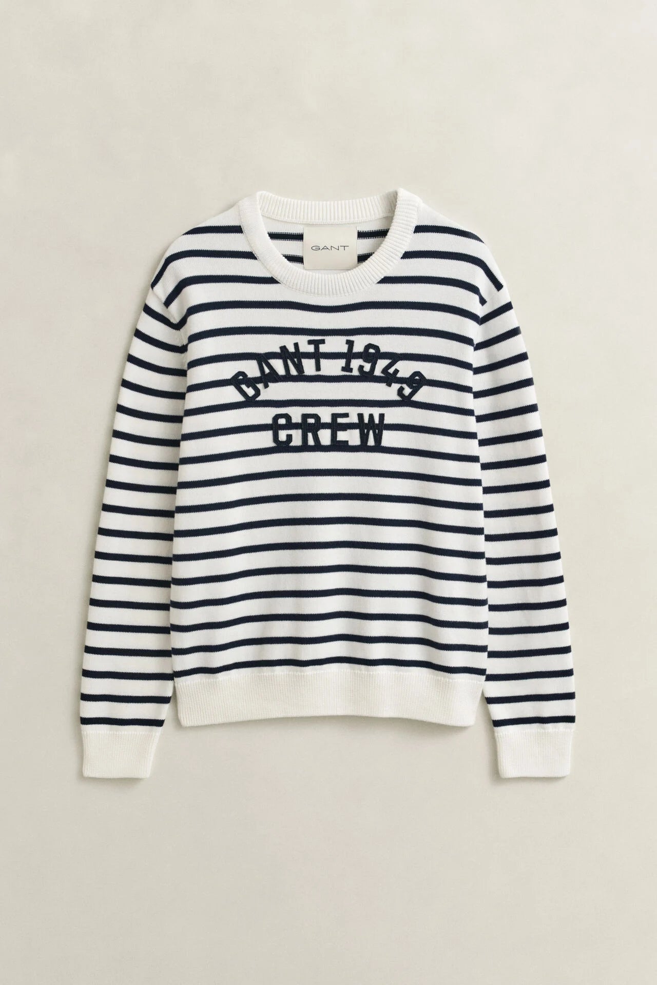 Gant miesten neulepusero Breton Stripe Graphic C-Neck, raidallinen sininen