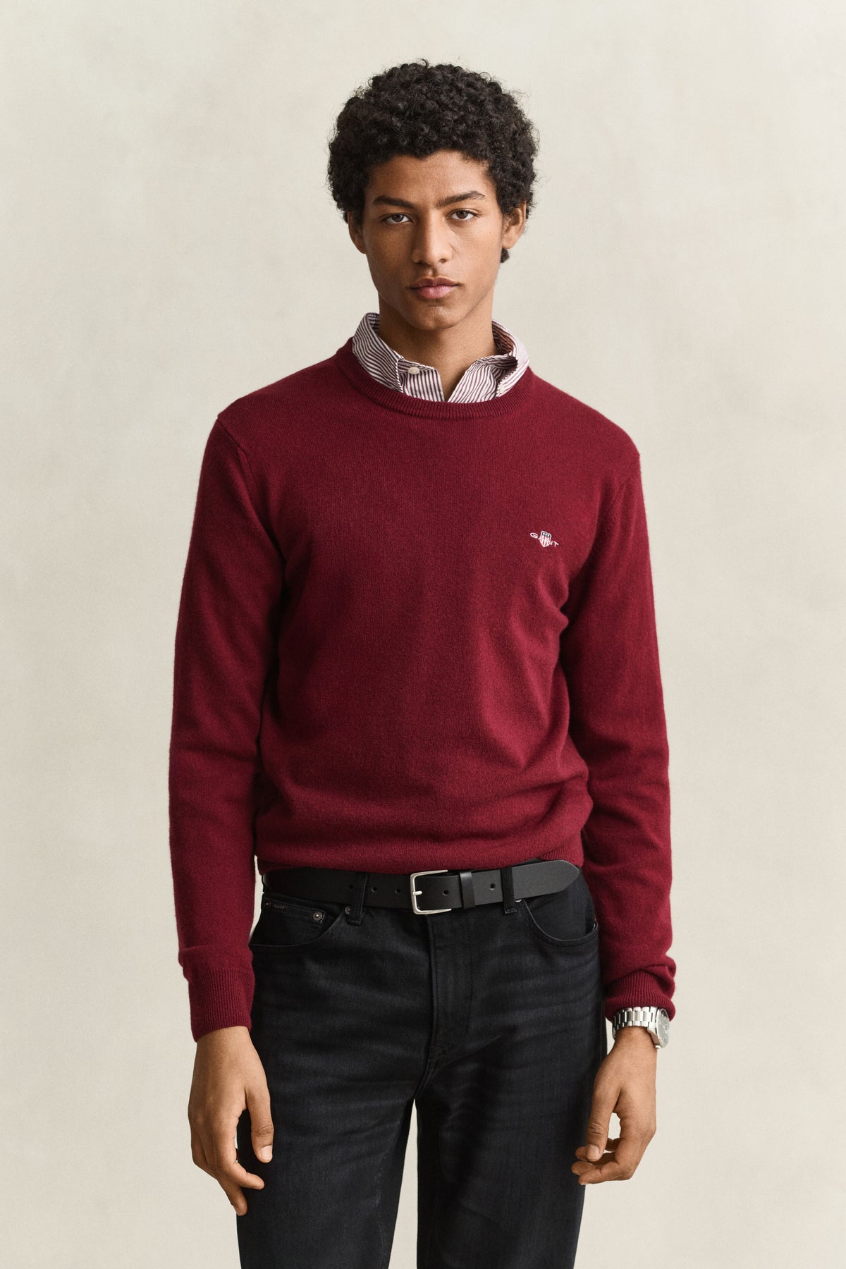 GANT miesten neulepusero Lambswool Crew Neck Sweater, punainen
