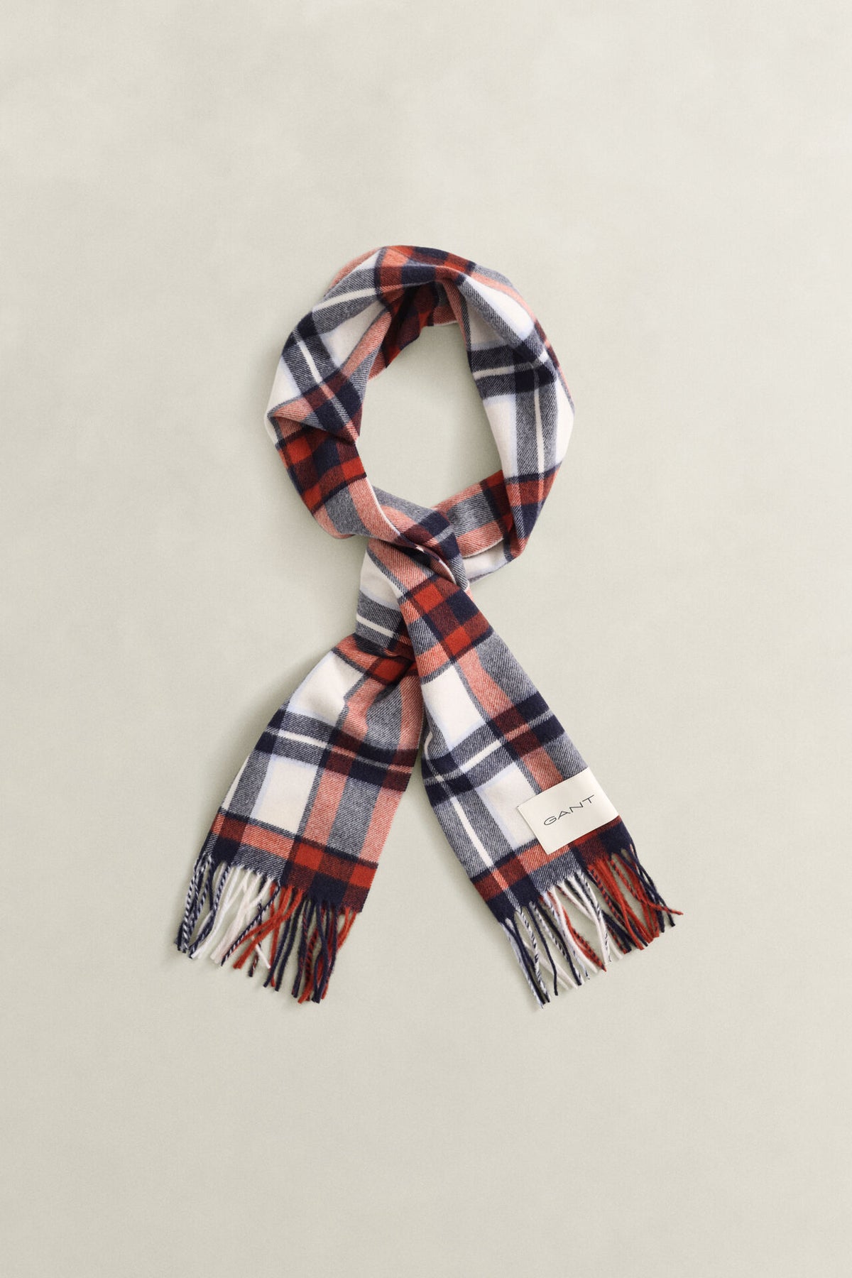 Gant miesten huivi Checked Wool Scarf, Cream