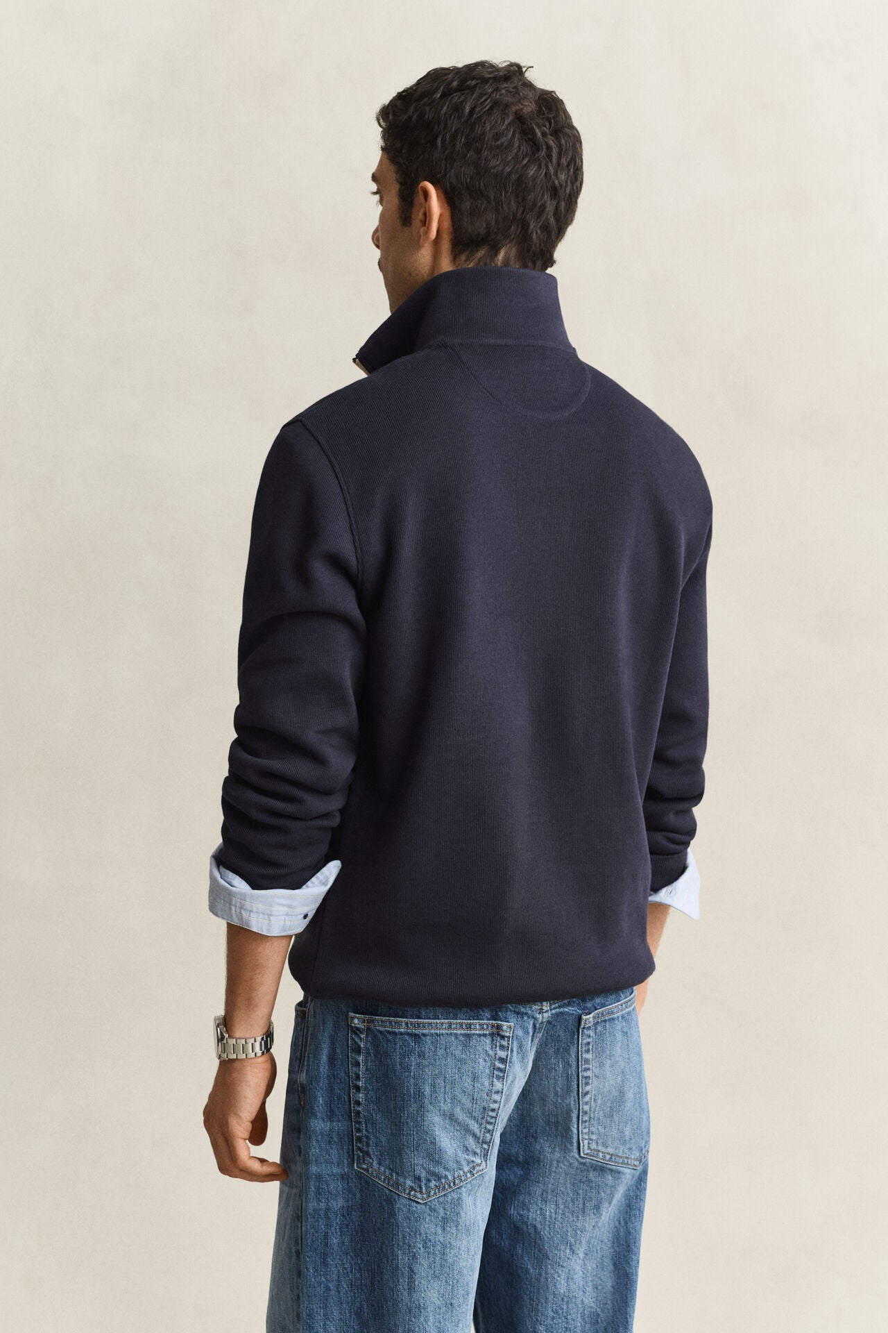 Gant miesten collegepaita Sacker Rib Half Zip, tummansininen