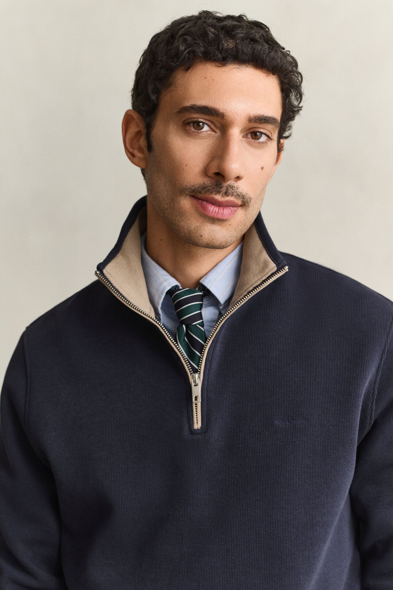Gant miesten collegepaita Sacker Rib Half Zip, tummansininen