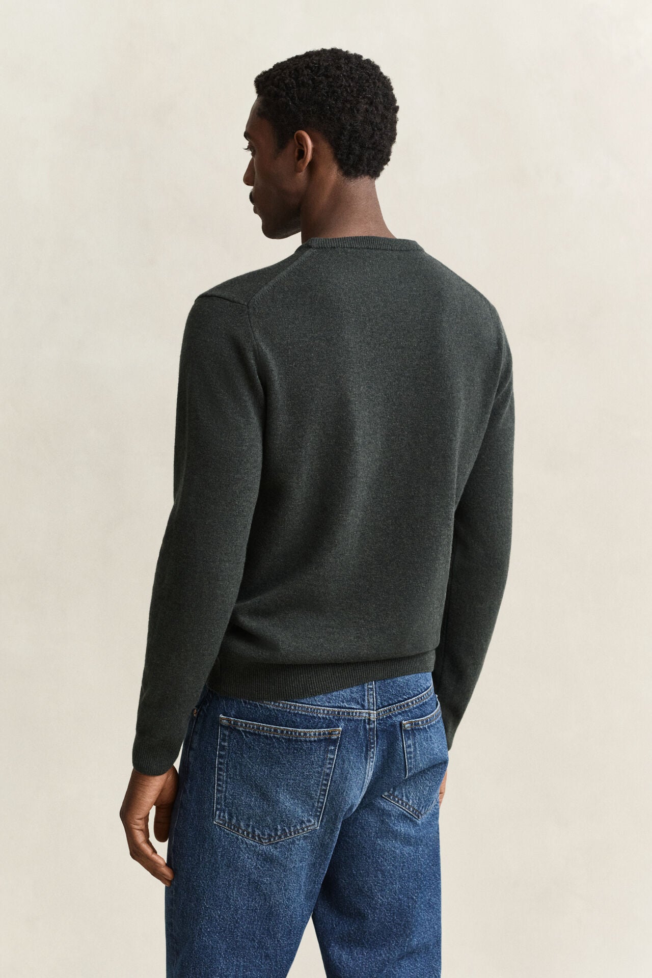 Gant miesten neulepusero Superfine Lambswool C-Neck, tummanvihreä