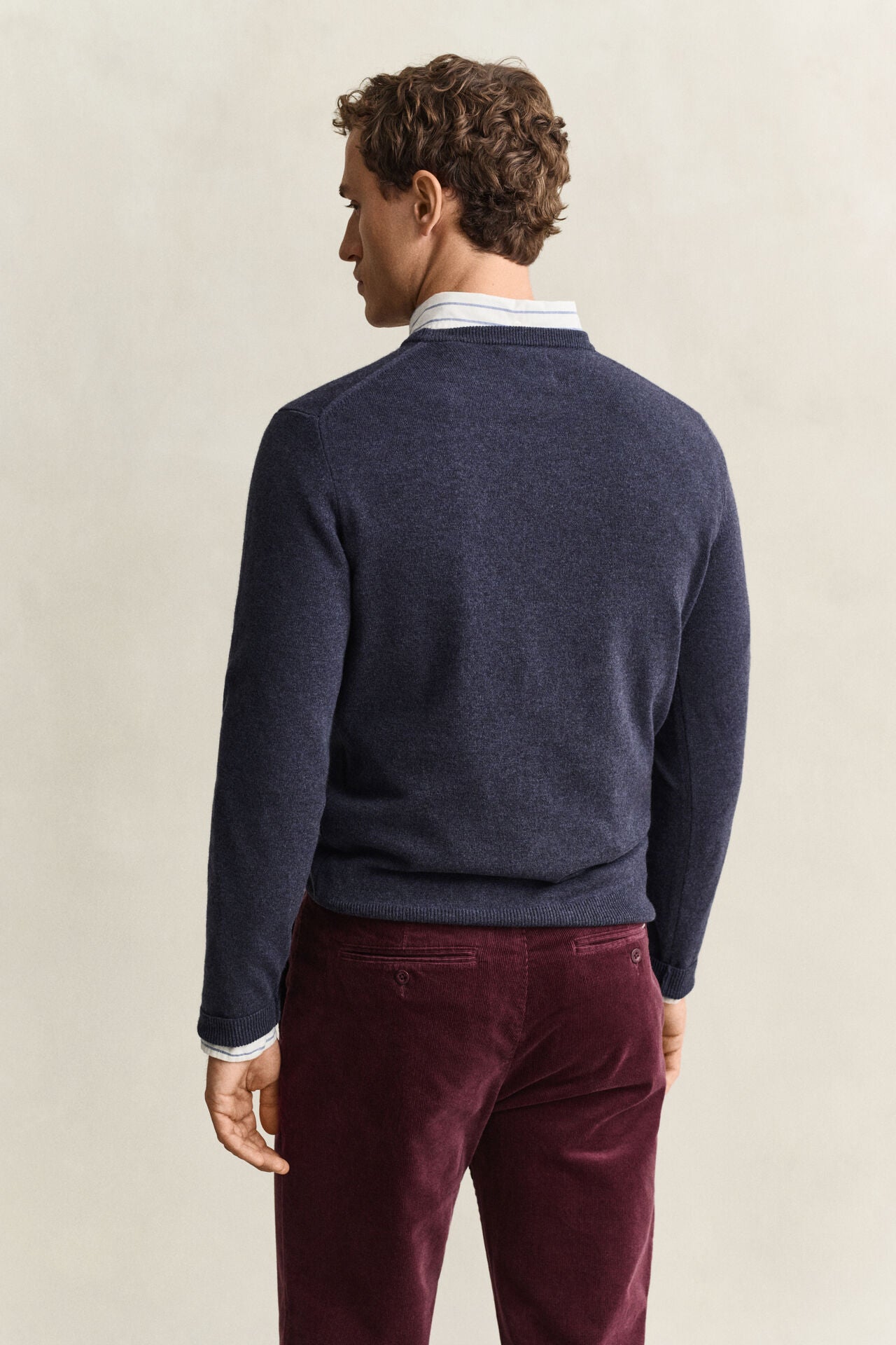 Gant miesten neulepusero Superfine Lambswool C-Neck, Sininen, indigo