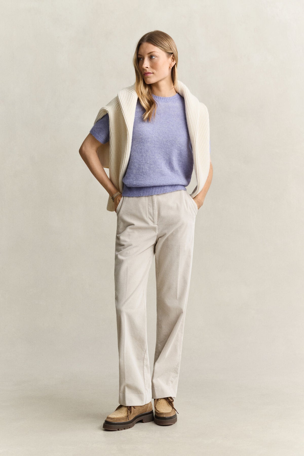 Gant naisten neulepusero Alpaca Blend C-Neck SS, Misty Lavender