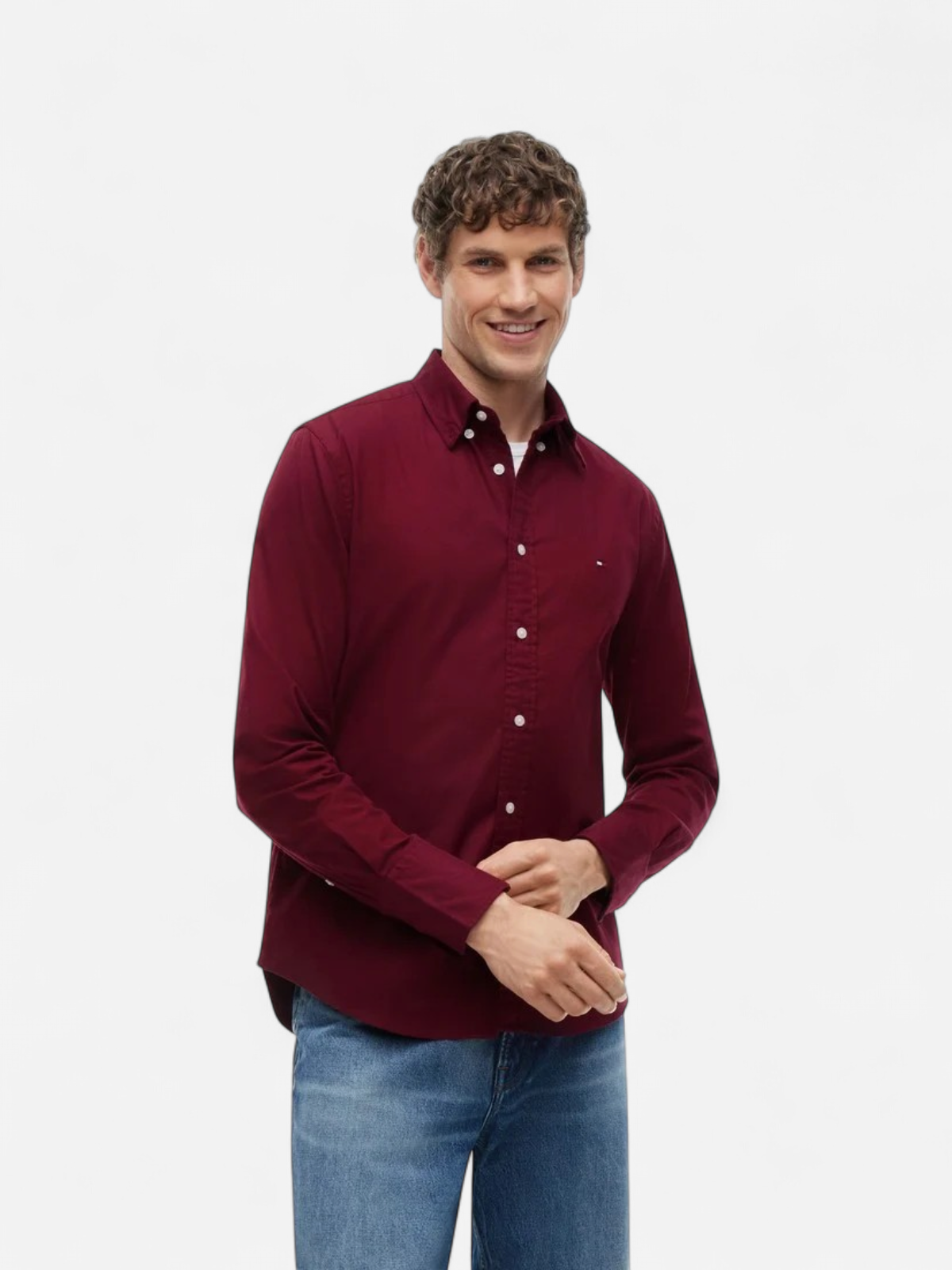 Tommy Hilfiger miesten flanellipaita, FLEX FLANNEL SOLID RF SHIRT Viininpunainen - Kekäle.fi