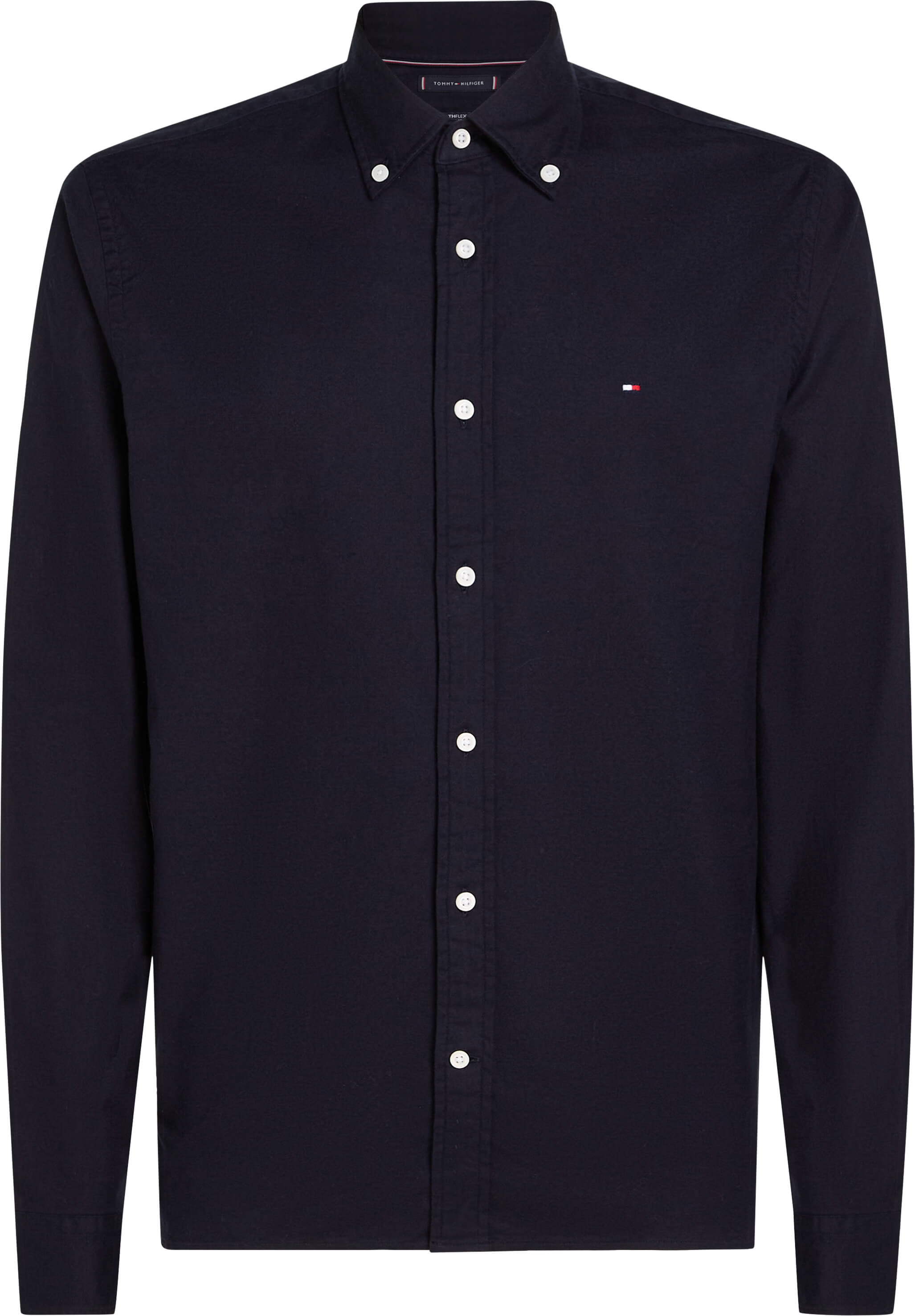 tommy-hilfiger-miesten-kauluspaita-flex-brushed-solid-rf-shirt-tummansininen-1