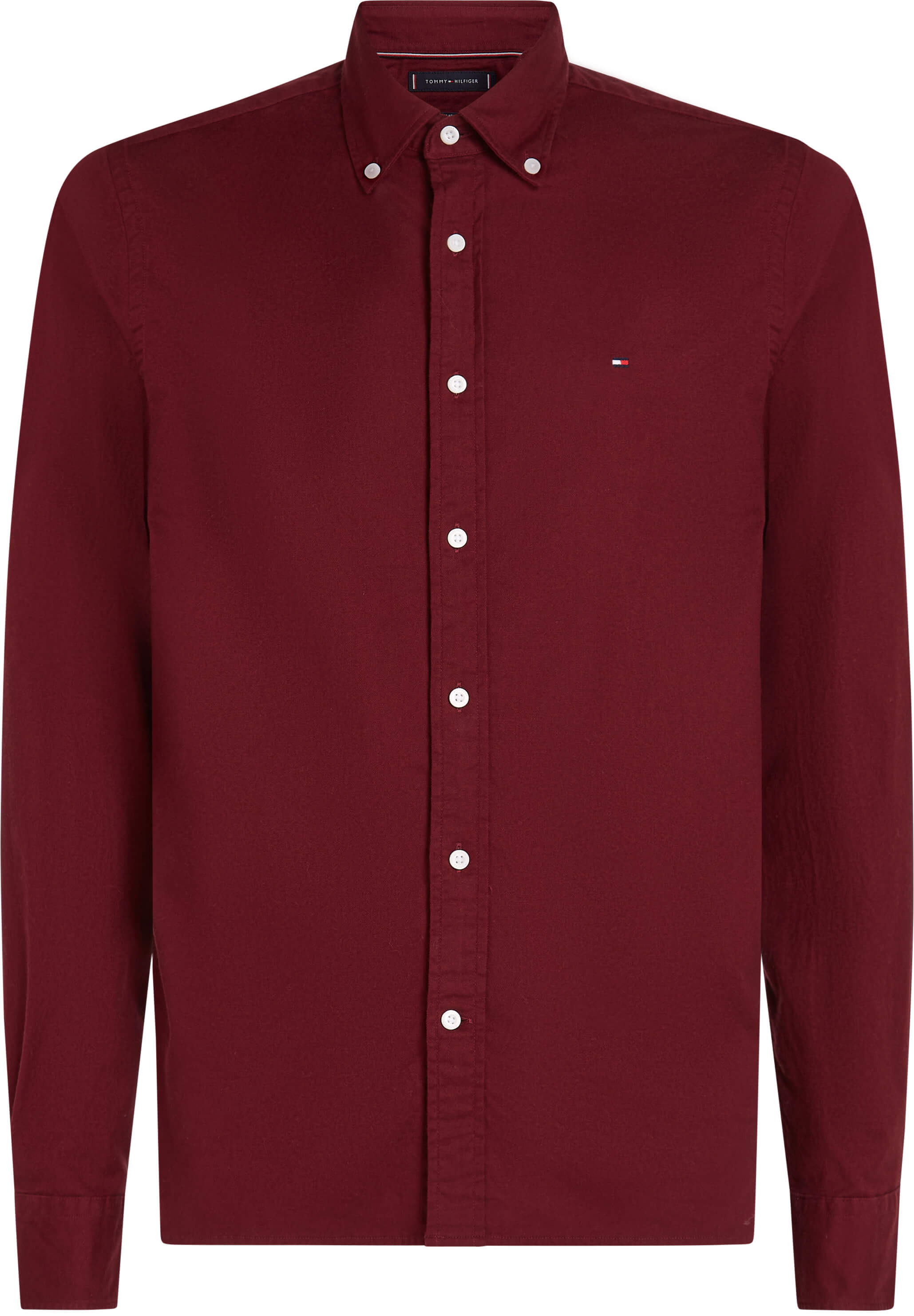 tommy-hilfiger-miesten-kauluspaita-flex-brushed-solid-rf-shirt-viininpunainen-1