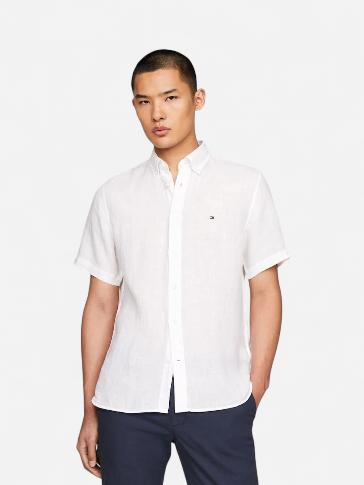 Tommy Hilfiger miesten kauluspaita Pigment Dyed Linen RF Shirt, valkoinen - Kekäle.fi