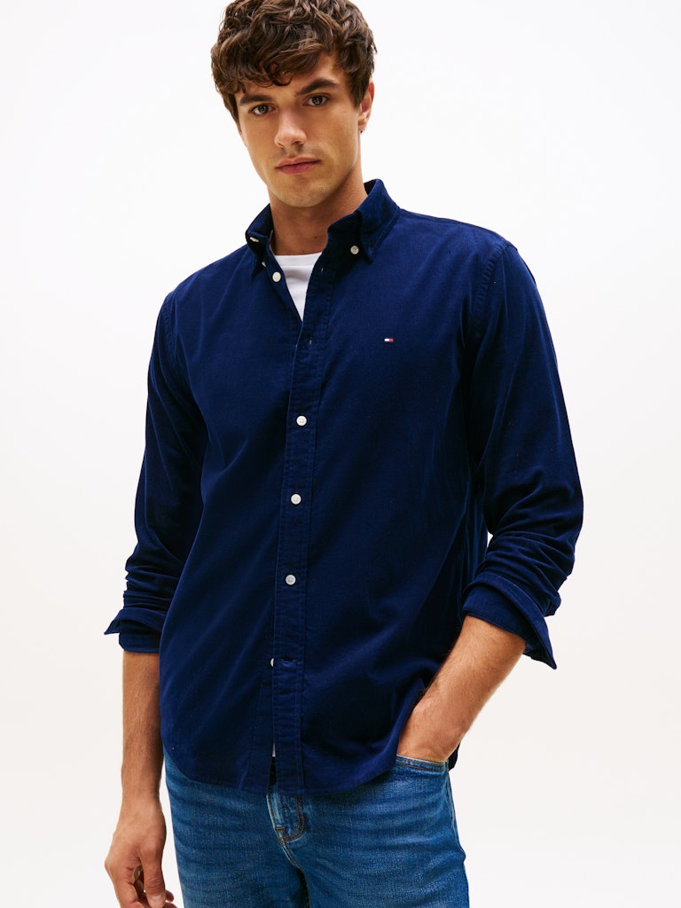 tommy-hilfiger-miesten-kauluspaita-solid-corduroy-rf-shirt-sininen-1