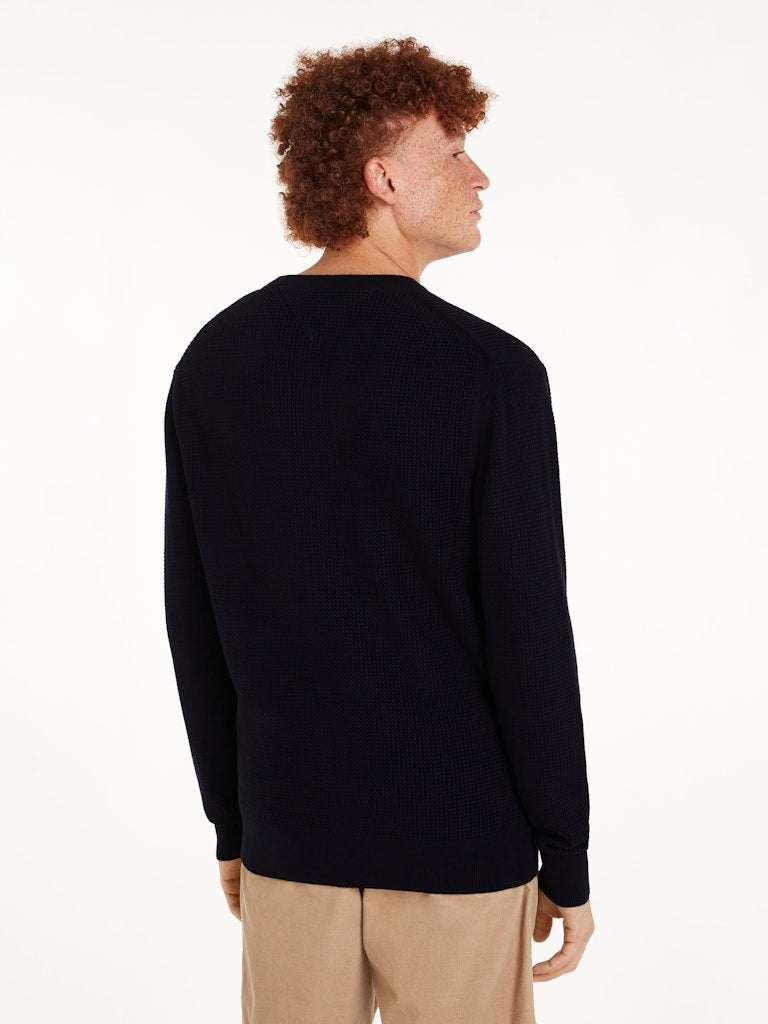 tommy-hilfiger-miesten-neulepusero-structure-crew-nk-tummansininen-2
