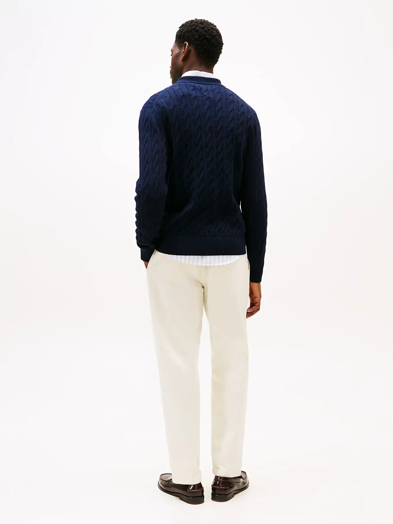 tommy-hilfiger-miesten-neuletakki-classic-cable-polo-zip-tummansininen-2