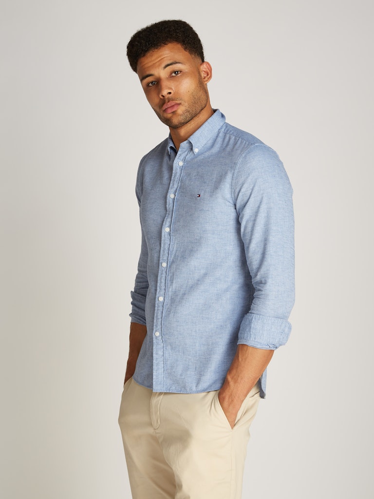 tommy-hilfiger-miesten-paita-brushed-solid-sf-shirt-keskisininen-3