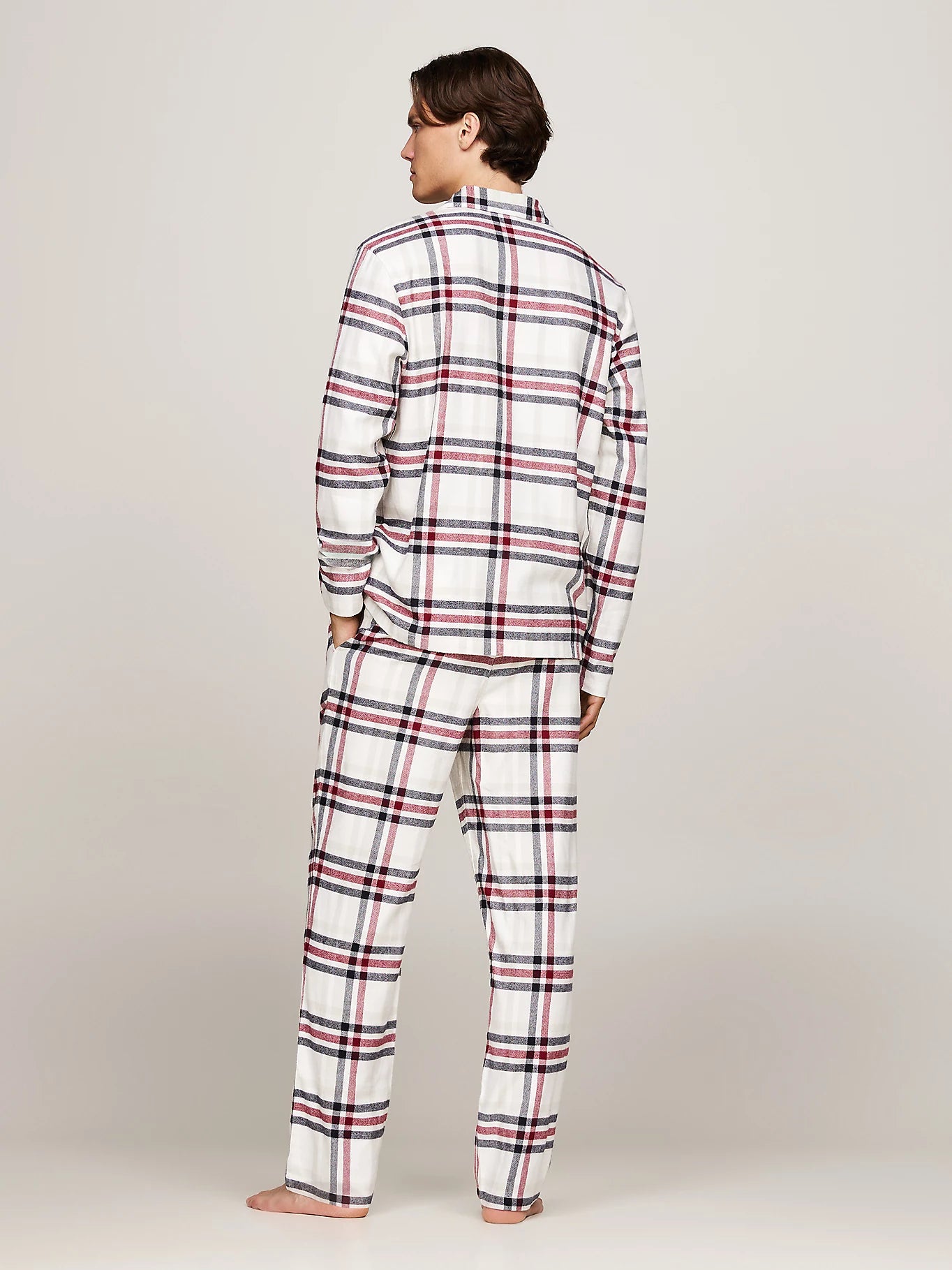 tommy-hilfiger-miesten-pyjamasetti-ls-flannel-pj-shirt-set-punainen-ruutu-2