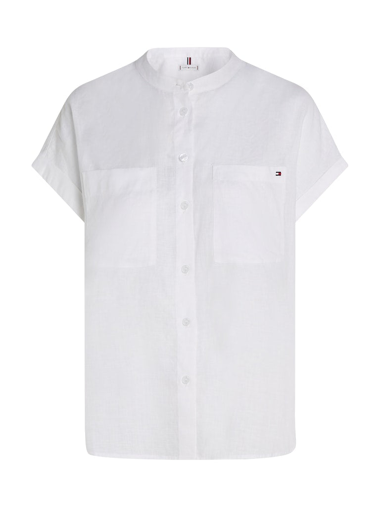 tommy-hilfiger-naisten-lyhythihainen-pellavapusero-ess-linen-collarless-ss-blouse-valkoinen-4