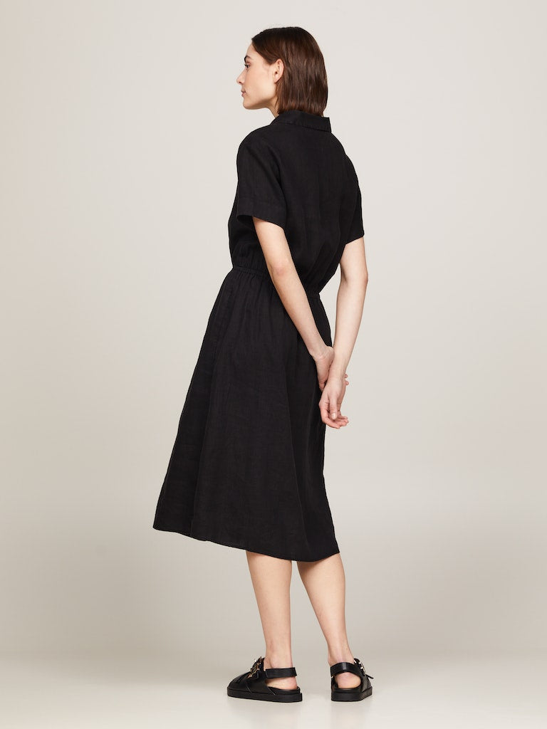 tommy-hilfiger-naisten-mekko-linen-ss-midi-shirt-dress-musta-2