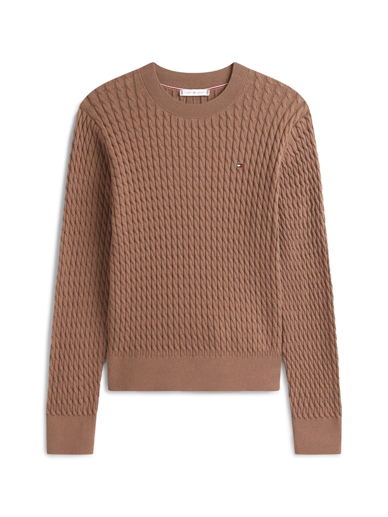 tommy-hilfiger-naisten-neulepusero-co-cable-c-nk-ls-sweater-tummanruskea-2