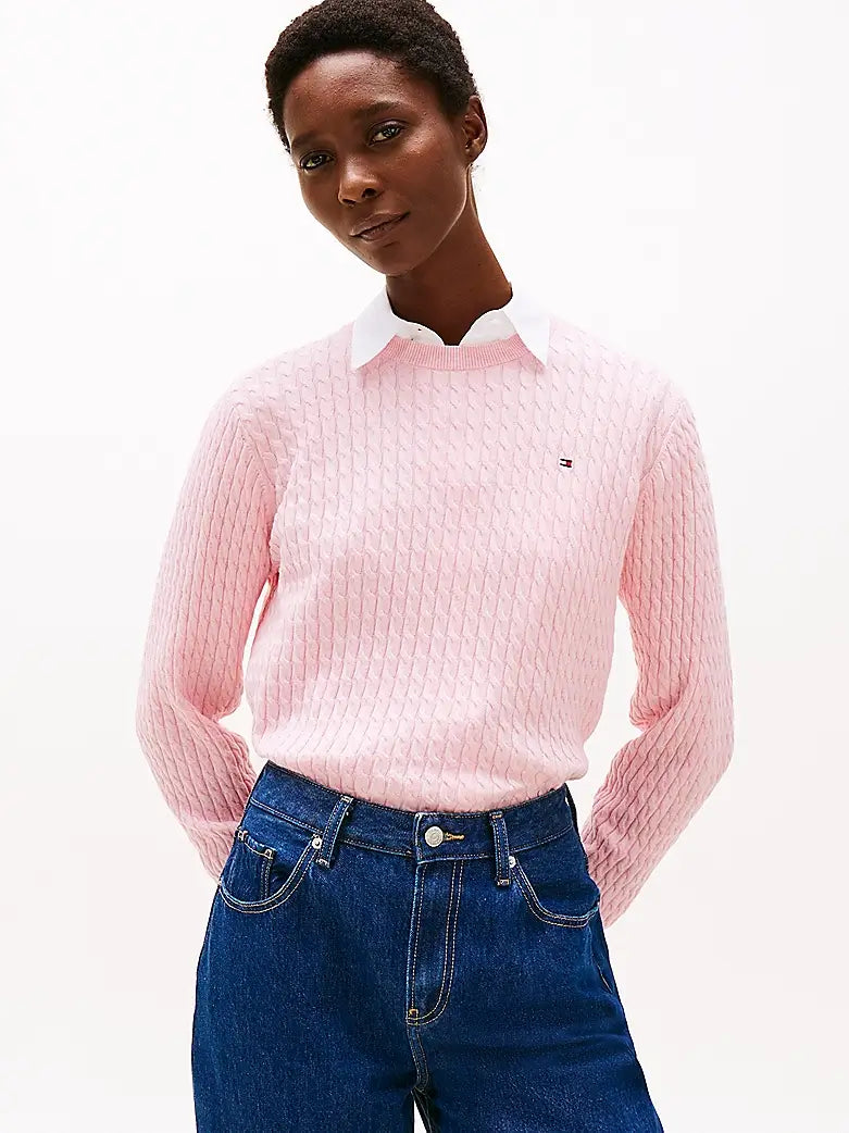 tommy-hilfiger-naisten-neulepusero-co-cable-c-nk-ls-sweater-vaaleanpunainen-1