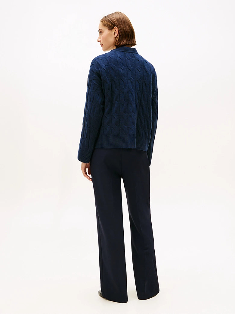 tommy-hilfiger-naisten-neuletakki-soft-wool-cable-v-nk-ls-cardigan-tummansininen-2
