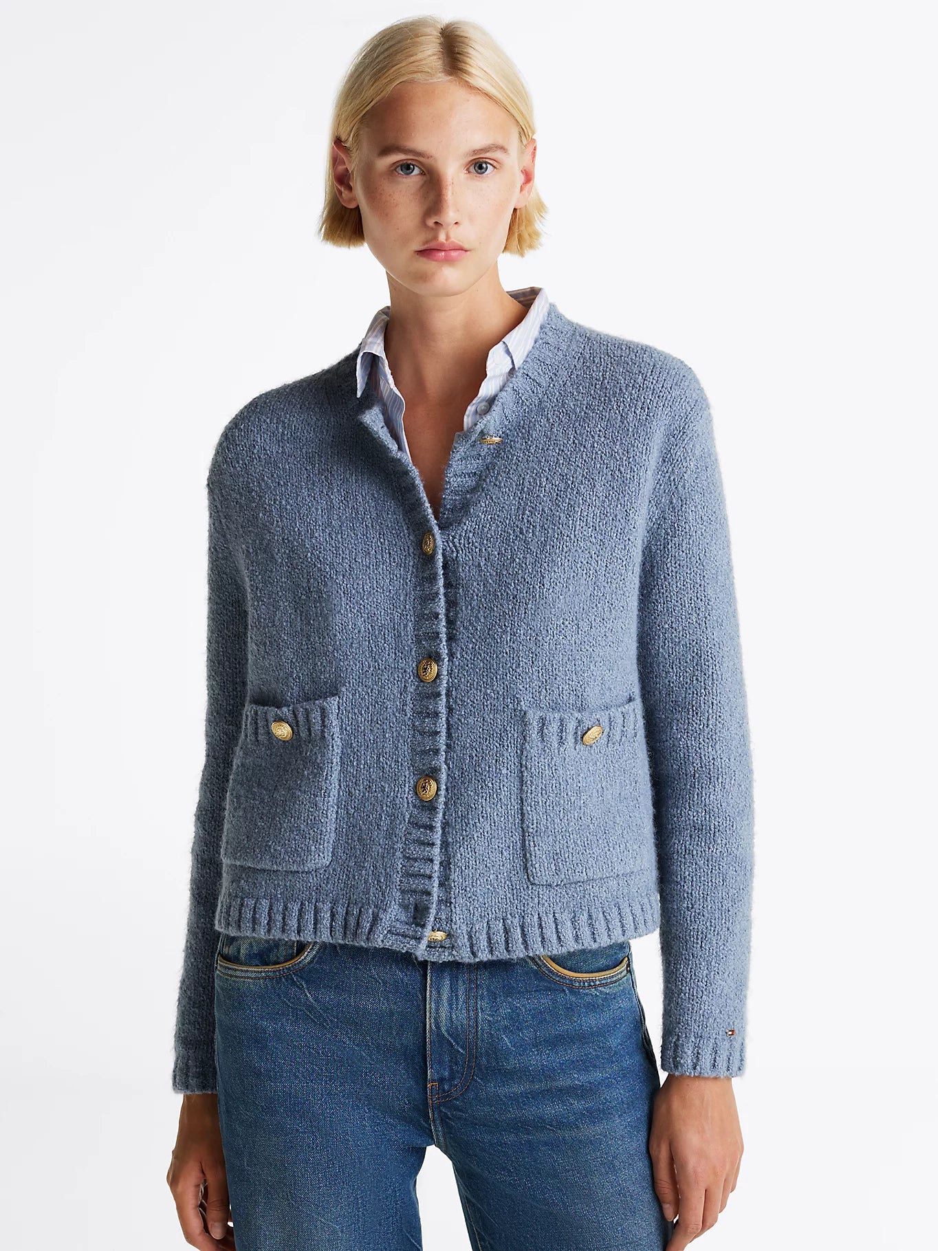 tommy-hilfiger-naisten-neuletakki-textured-gold-button-lady-jacket-vaaleansininen-1