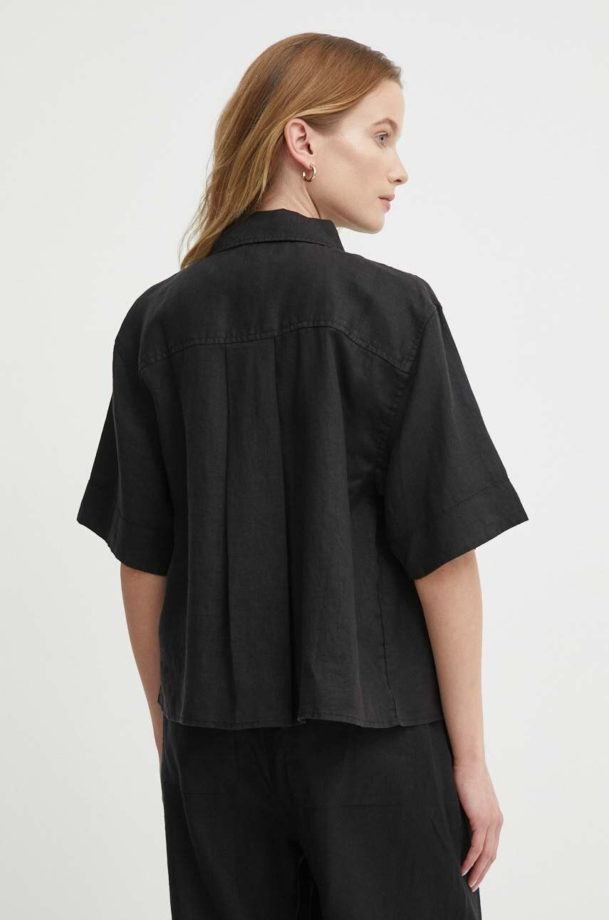 tommy-hilfiger-naisten-pellavapaita-linen-ss-shirt-musta-2