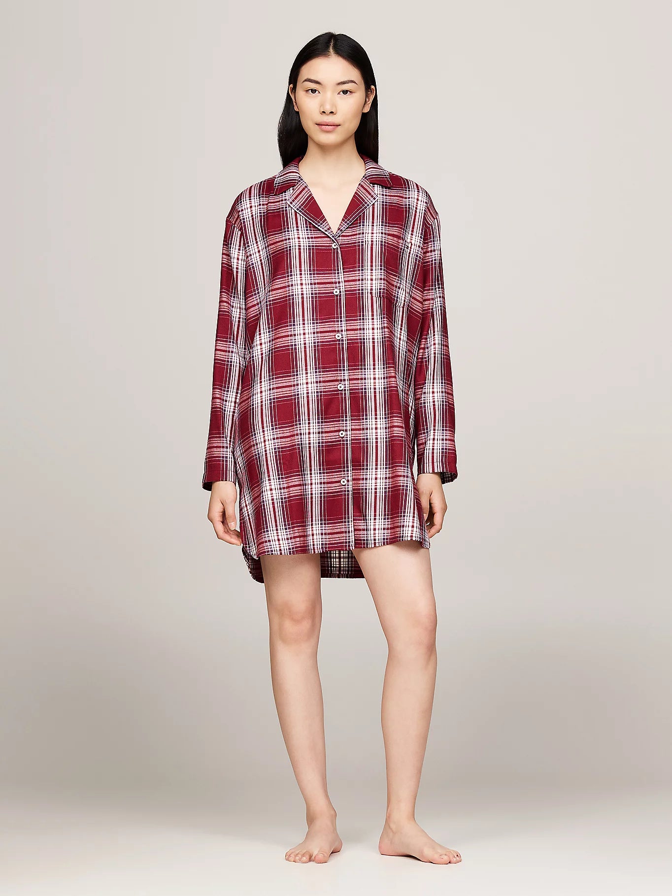 tommy-hilfiger-naisten-yopaita-th-shirt-nightdress-fl-punainen-ruutu-1