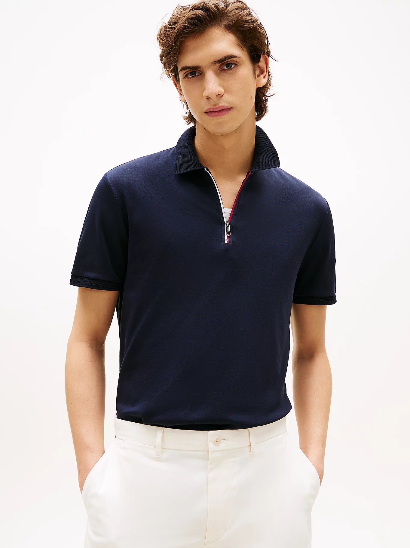 tommy-hilfiger-regular-signature-zip-placket-polo-shirt-tummansininen-1