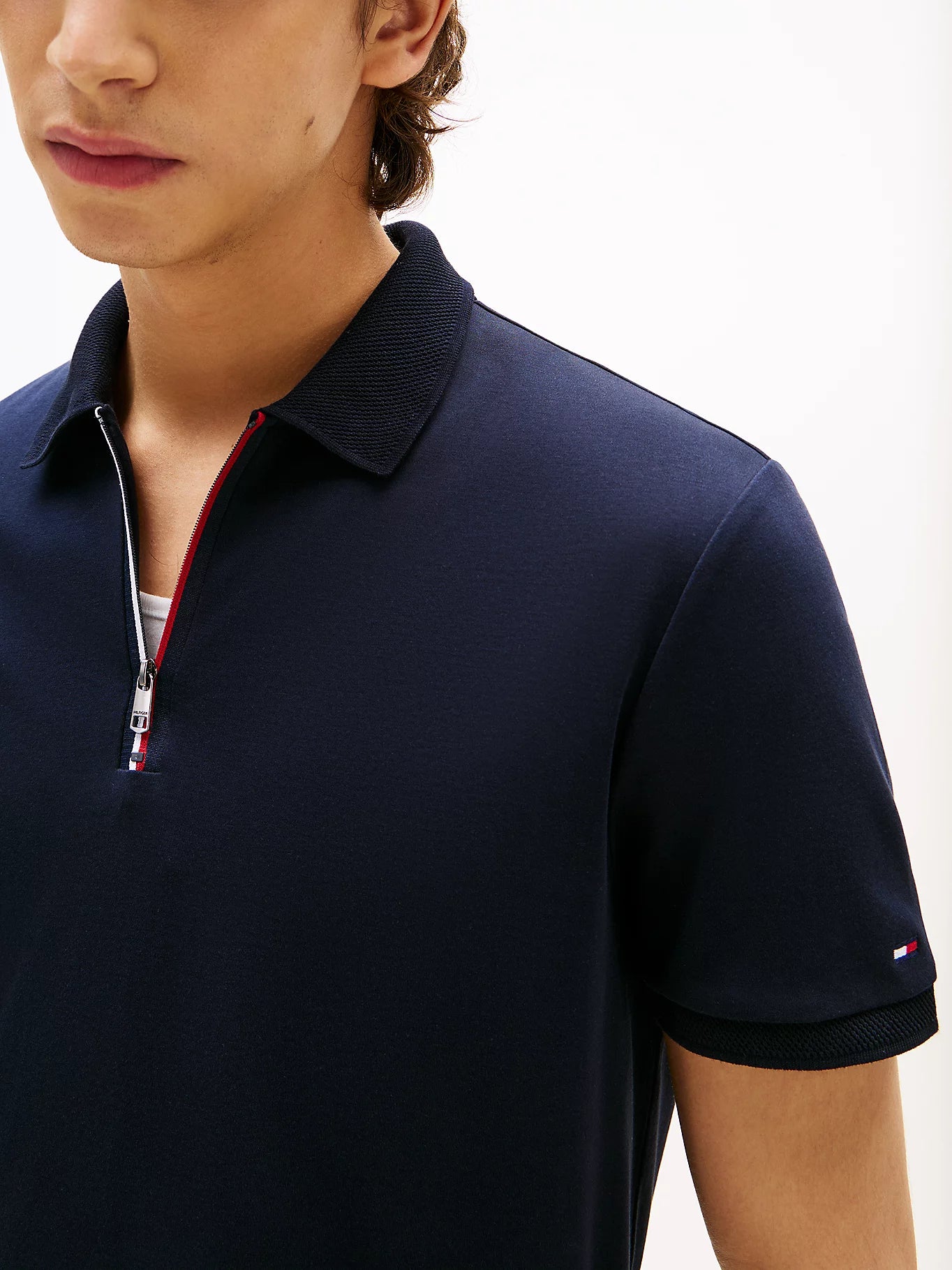 tommy-hilfiger-regular-signature-zip-placket-polo-shirt-tummansininen-2