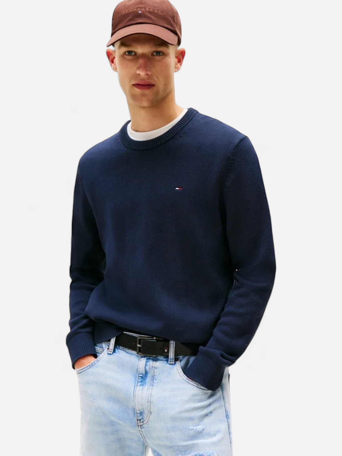 Tommy Jeans miesten neulepsuero, TJM SLIM ESS SWEATER EXT Tummansininen - Kekäle.fi