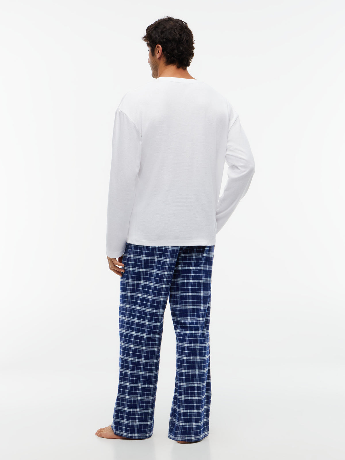 Tommy Hilfiger miesten pyjama LS Waffle Flannel PJ Set, valkoinen