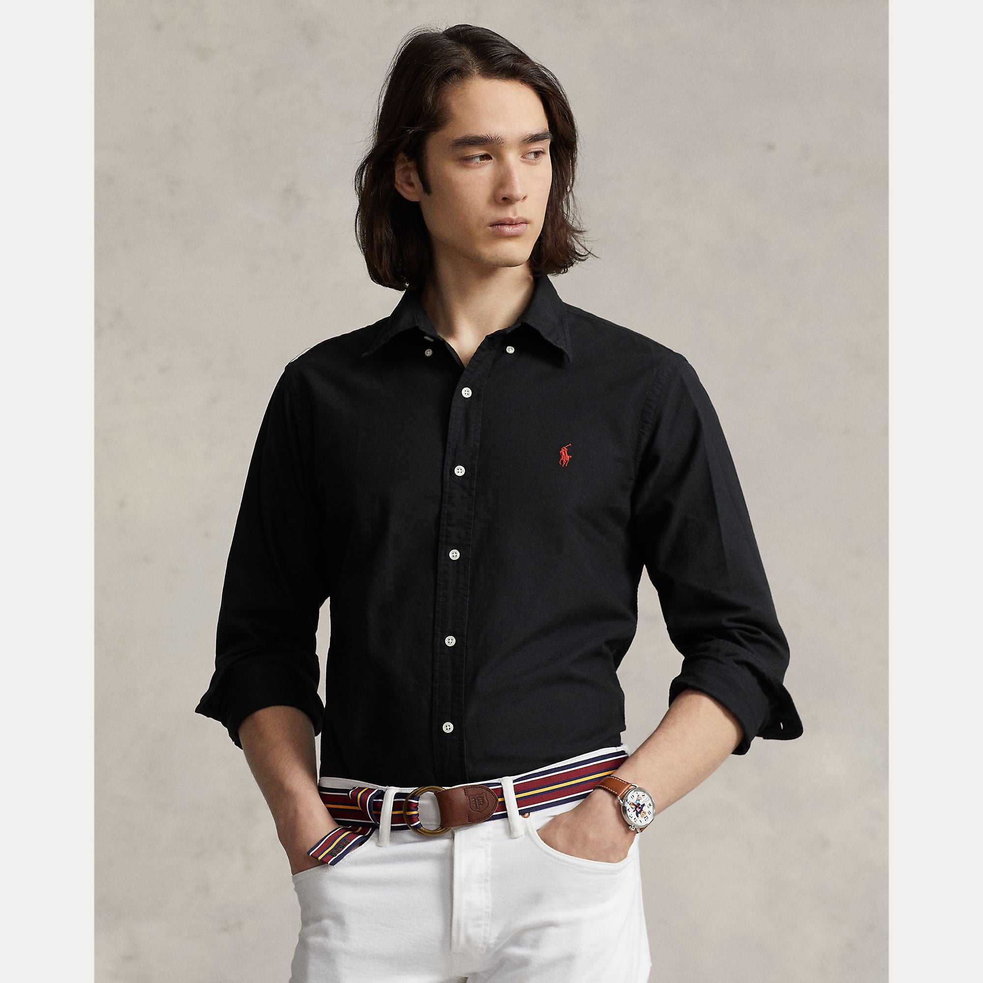 Polo Ralph Lauren miesten kauluspaita Custom Fit Carment-dyed Oxford Shirt, musta