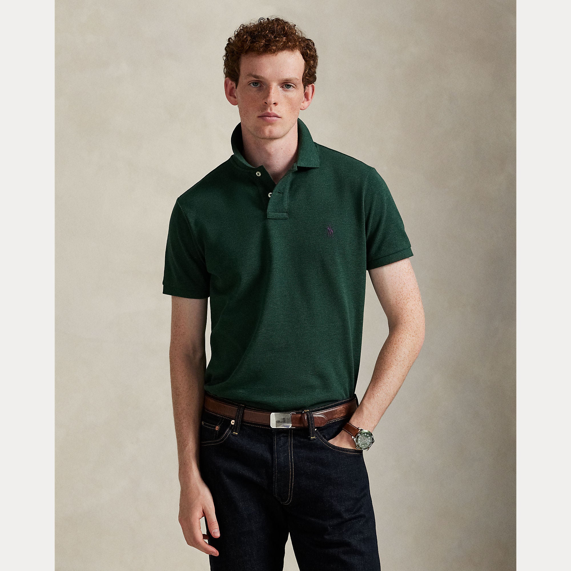 Polo Ralph Lauren miesten pikeepaita Polo Shirt Short Sleeve Knit, tummanvihreä