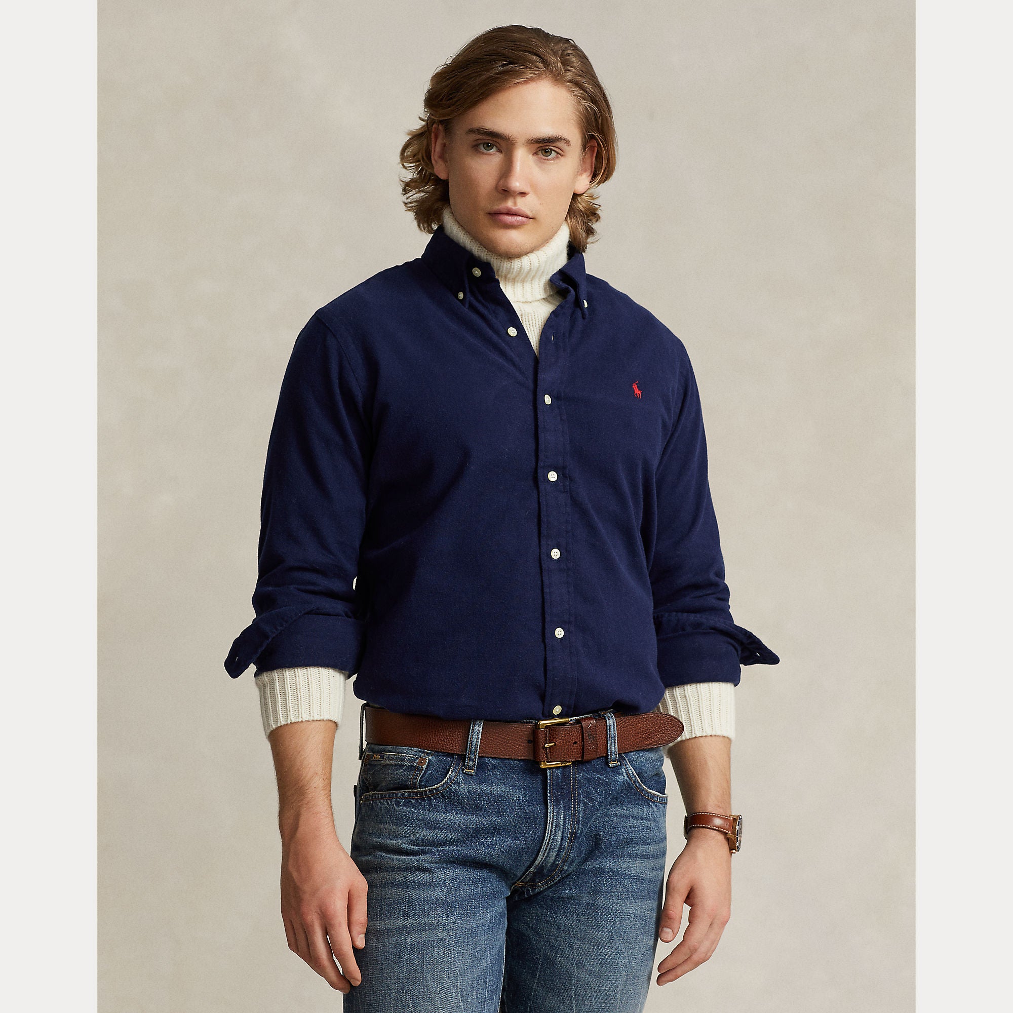 Polo Ralph Lauren miesten kauluspaita Long Sleeve Sport Shirt, tummansininen