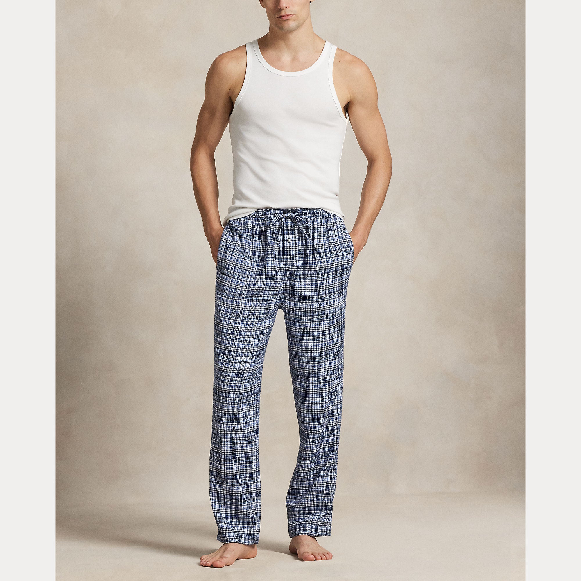Polo Ralph Lauren miesten pyjamahousur Cotton Flannel Pajama Pant, sininen ruutu