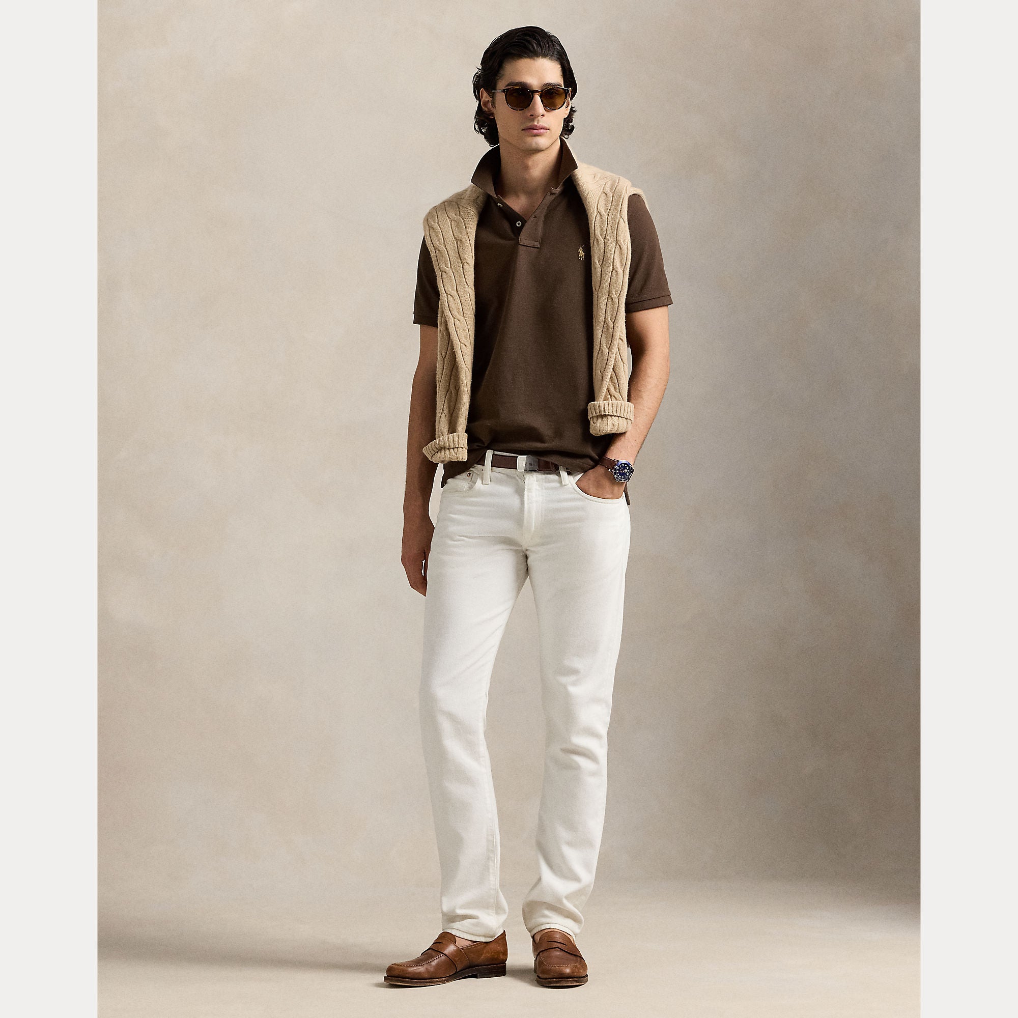 Polo Ralph Lauren miesten pikeepaita POLO PIKEE CUSTOM SLIM, tummanruskea