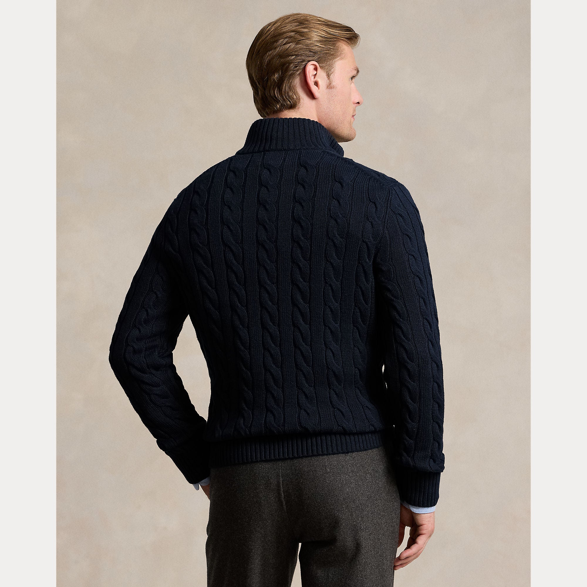 Polo Ralph Lauren miesten neulepusero Cotton Cable LS Driver Half Zip Pullover, tummansininen