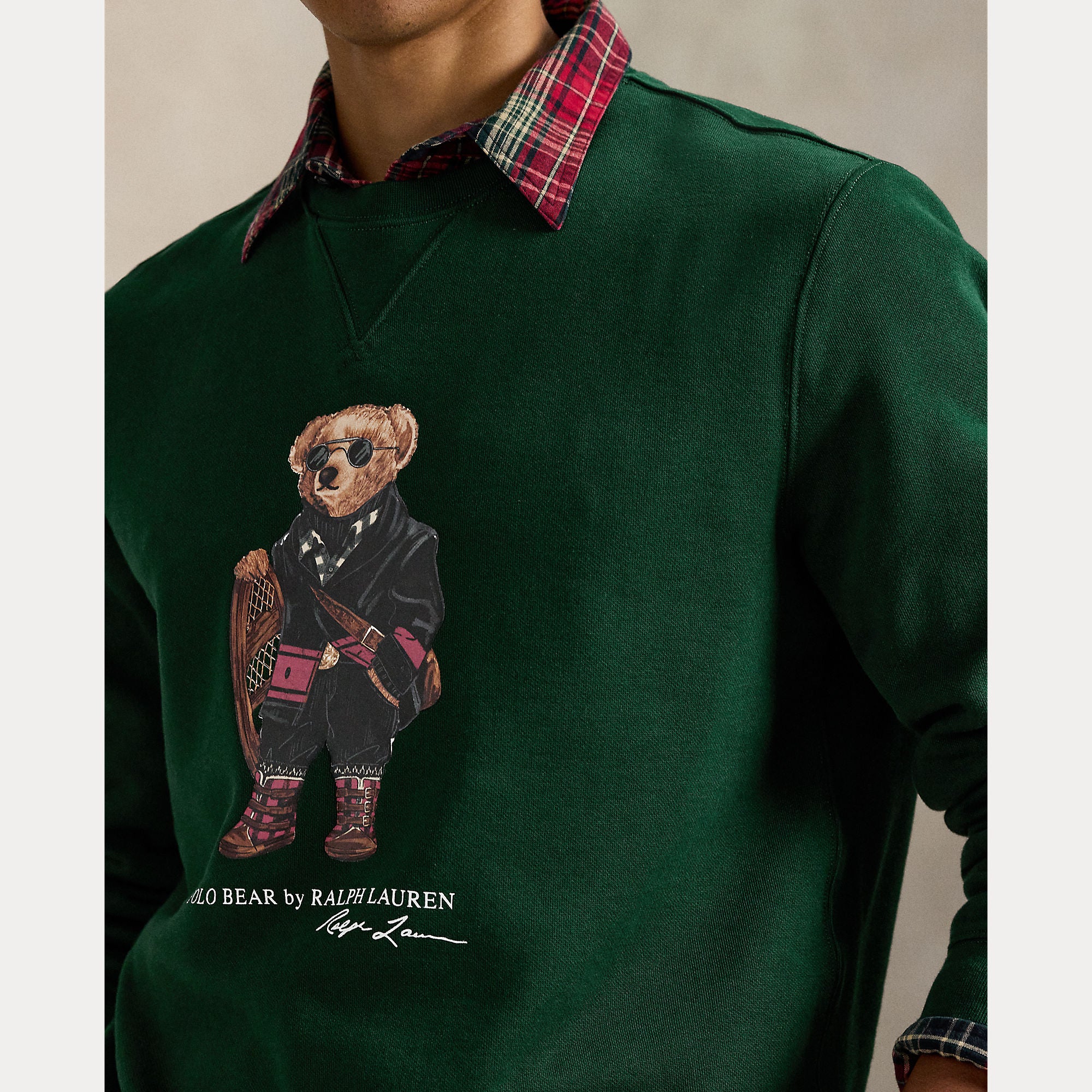 Polo Ralph Lauren miesten collegepaita Long Sleeve Polo Bear Fleece Sweatshirt, tummanvihreä