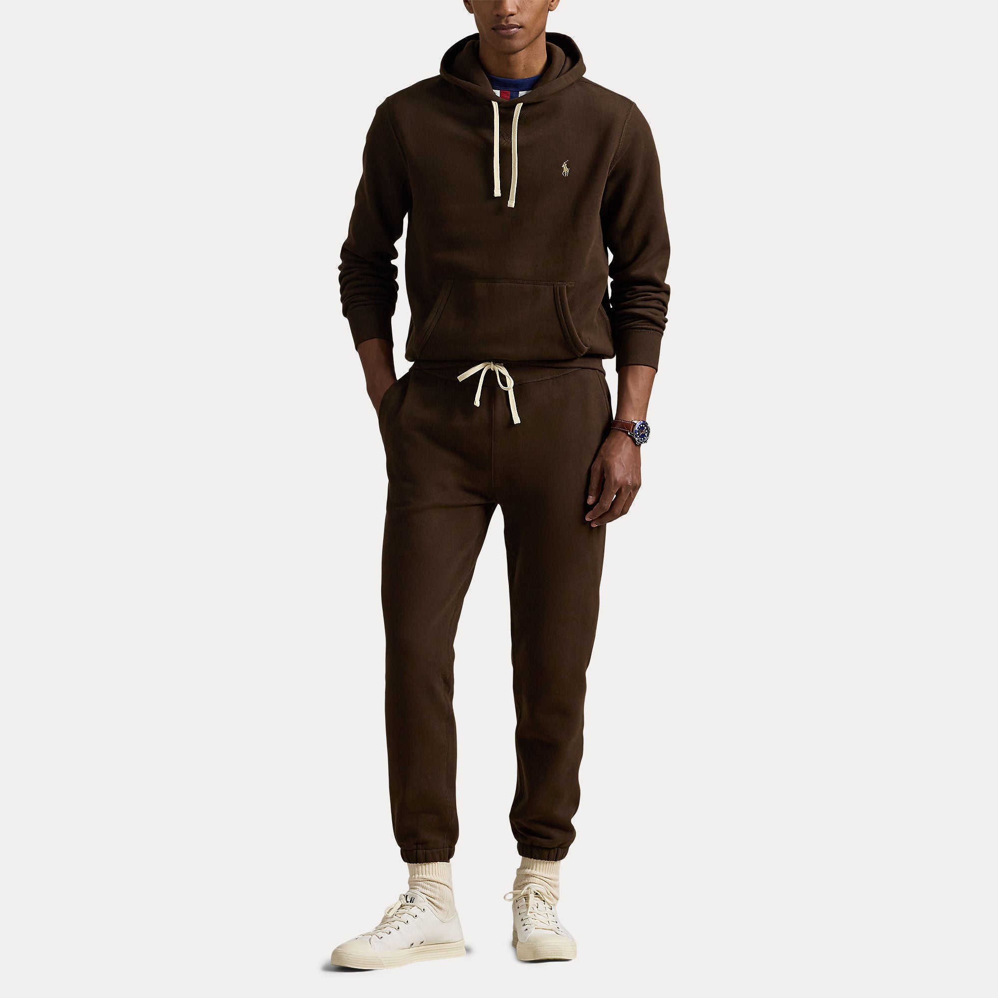 Polo Ralph Lauren miesten huppari Long Pull Over Hoodie, tummanruskea