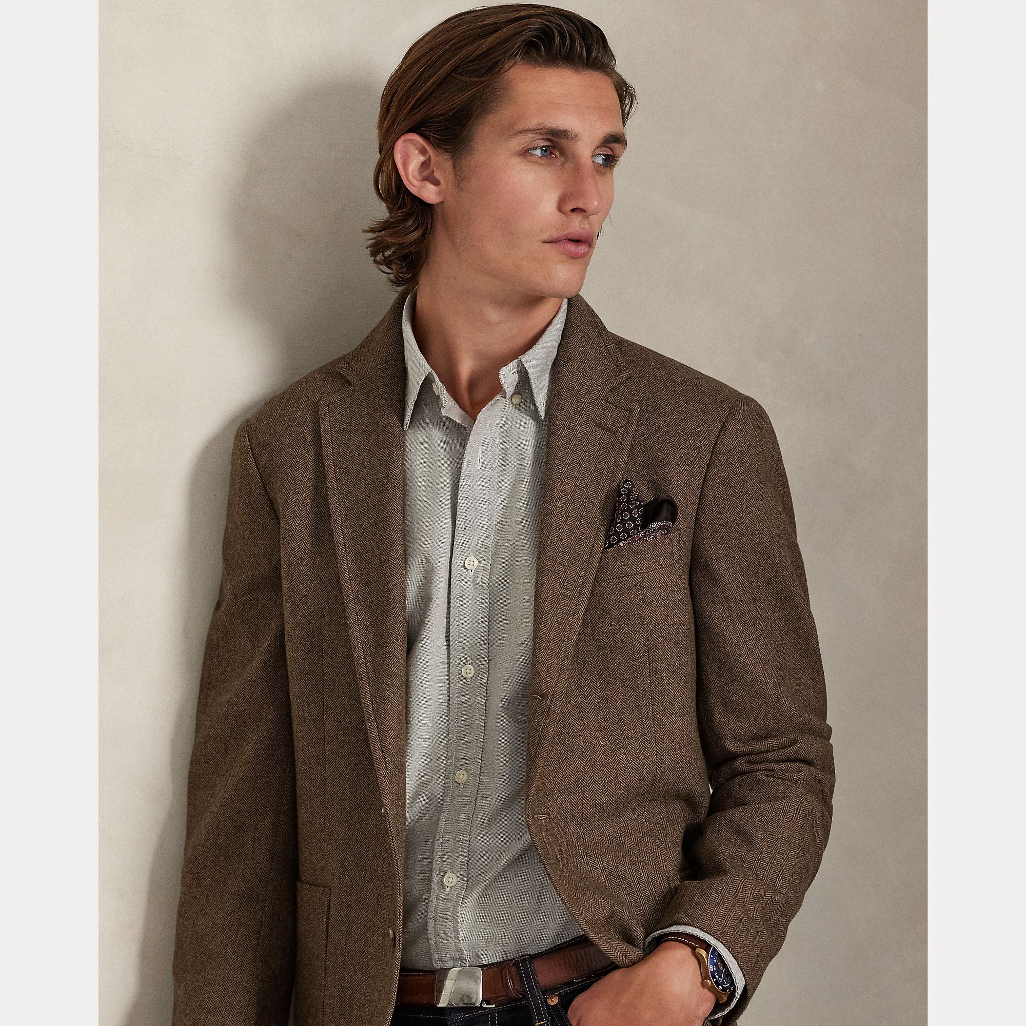 Polo Ralph Lauren miesten kauluspaita Long Sleeve Sport Shirt, vaaleanruskea