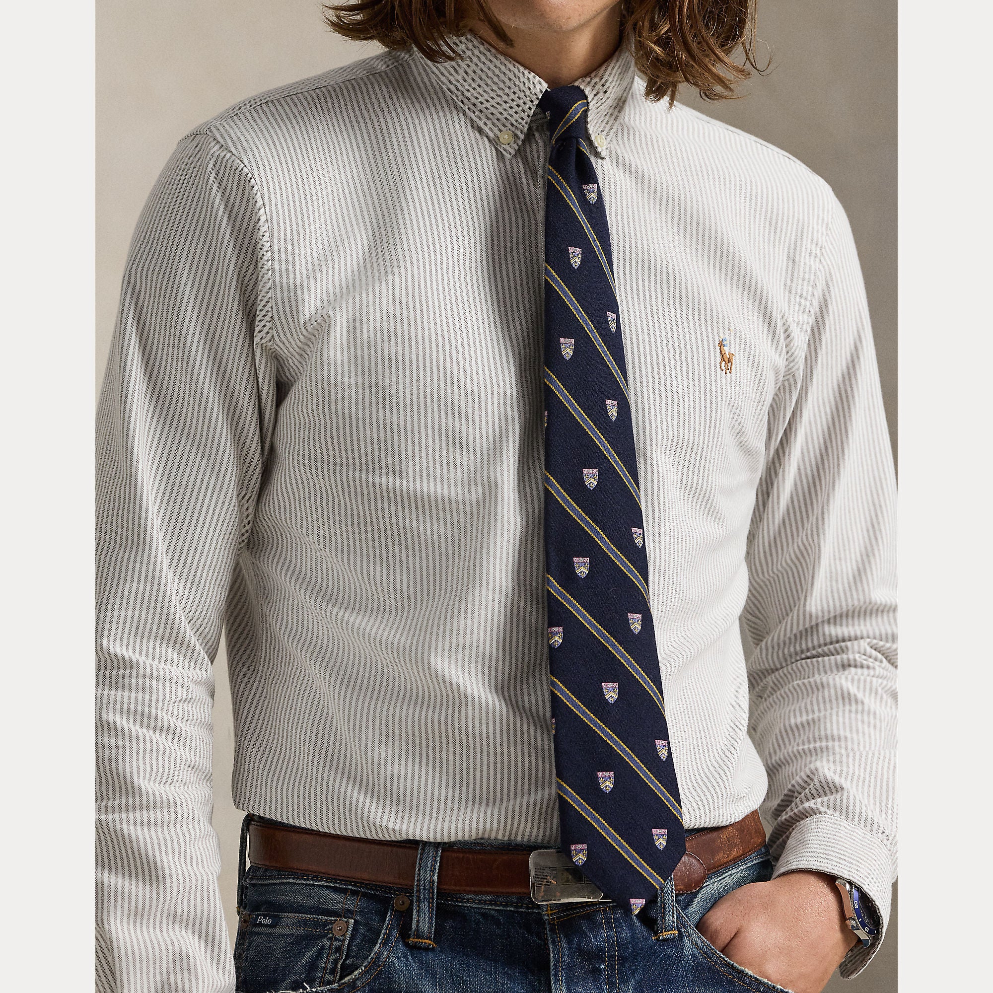 Polo Ralph Lauren miesten kauluspaita Long Sleeve Sport Shirt, vaaleanruskea