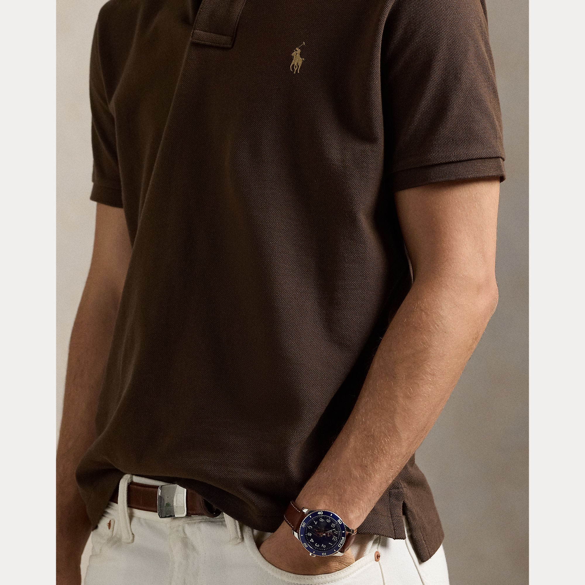 Polo Ralph Lauren miesten pikeepaita POLO PIKEE CUSTOM SLIM, tummanruskea