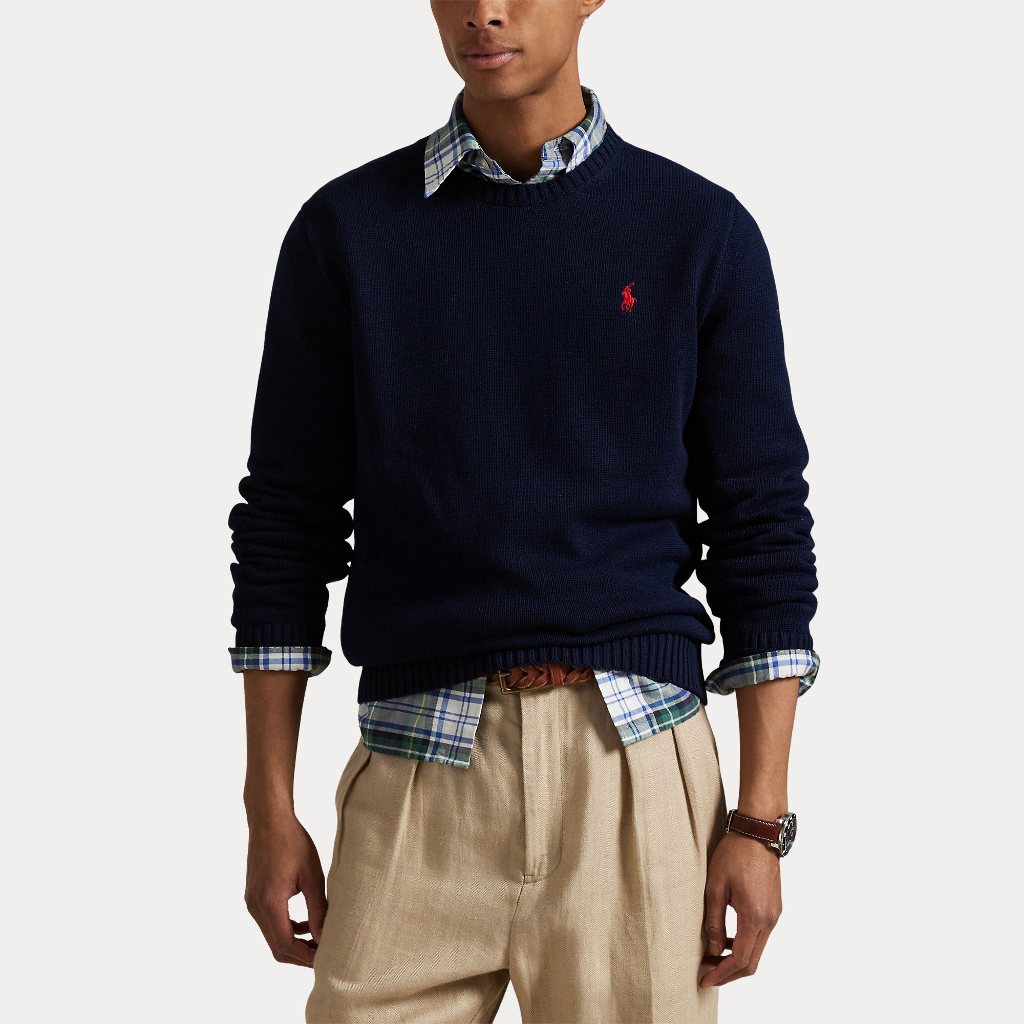 Polo Ralph Lauren Miesten Neulepusero EMBROIDERED LOGO KNITTED JUMPER, tummansininen