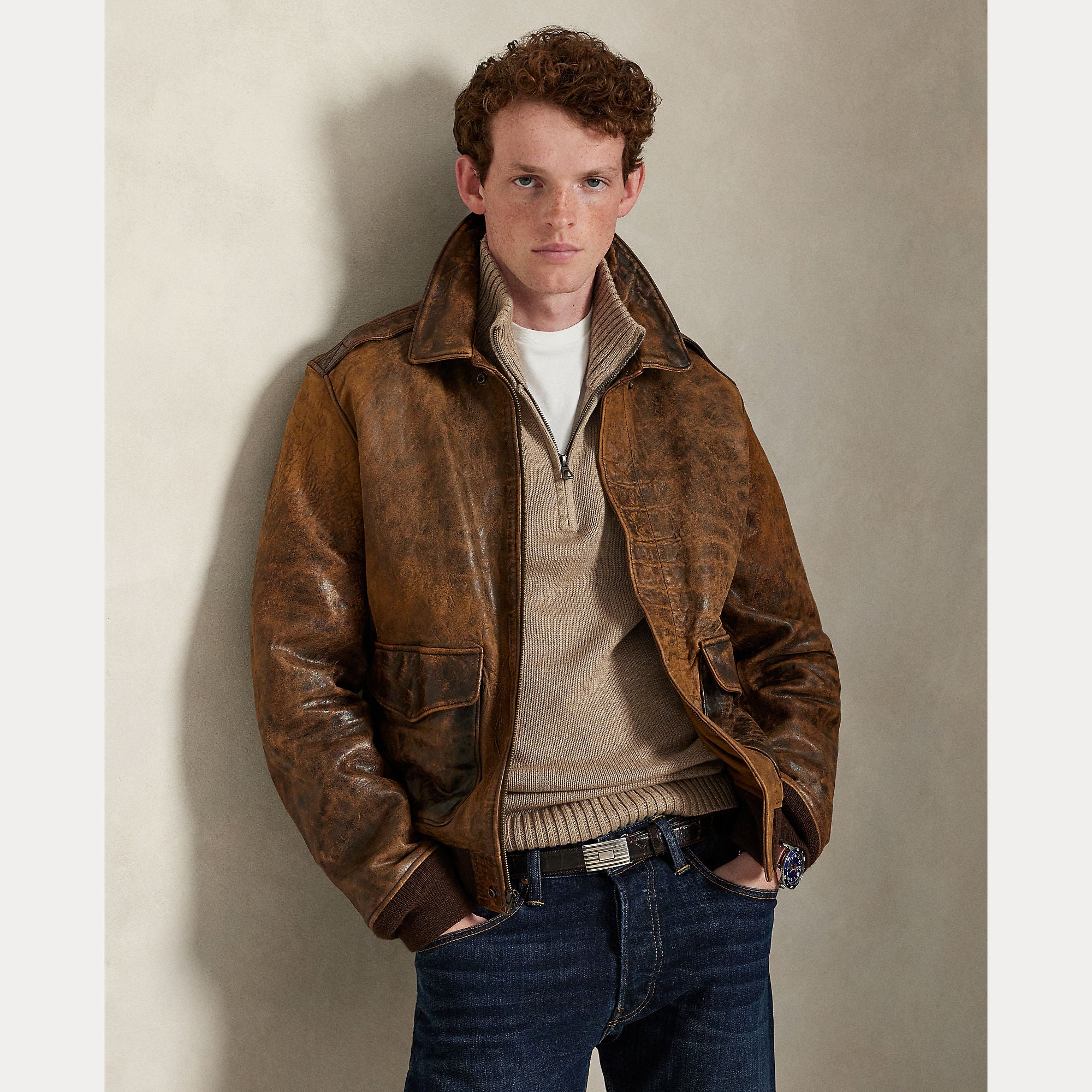 Polo Ralph Lauren miesten neule Cotton Half Zip Pullover, beige