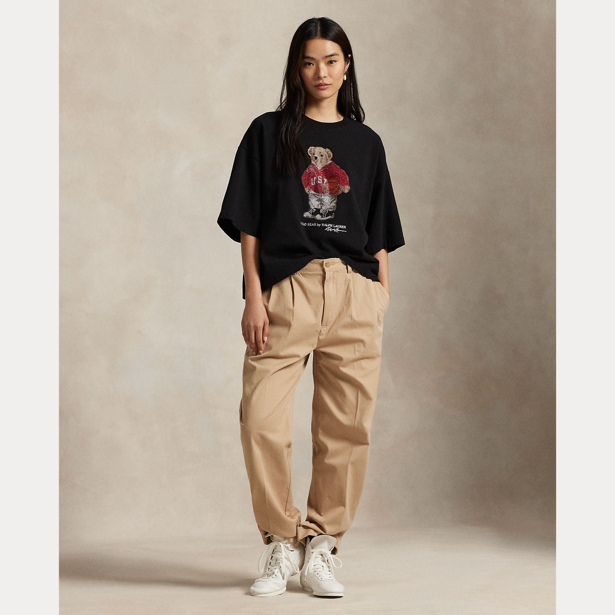 Polo Ralph Lauren naisten t-paita Polo Bear Knit-t-shirt, musta