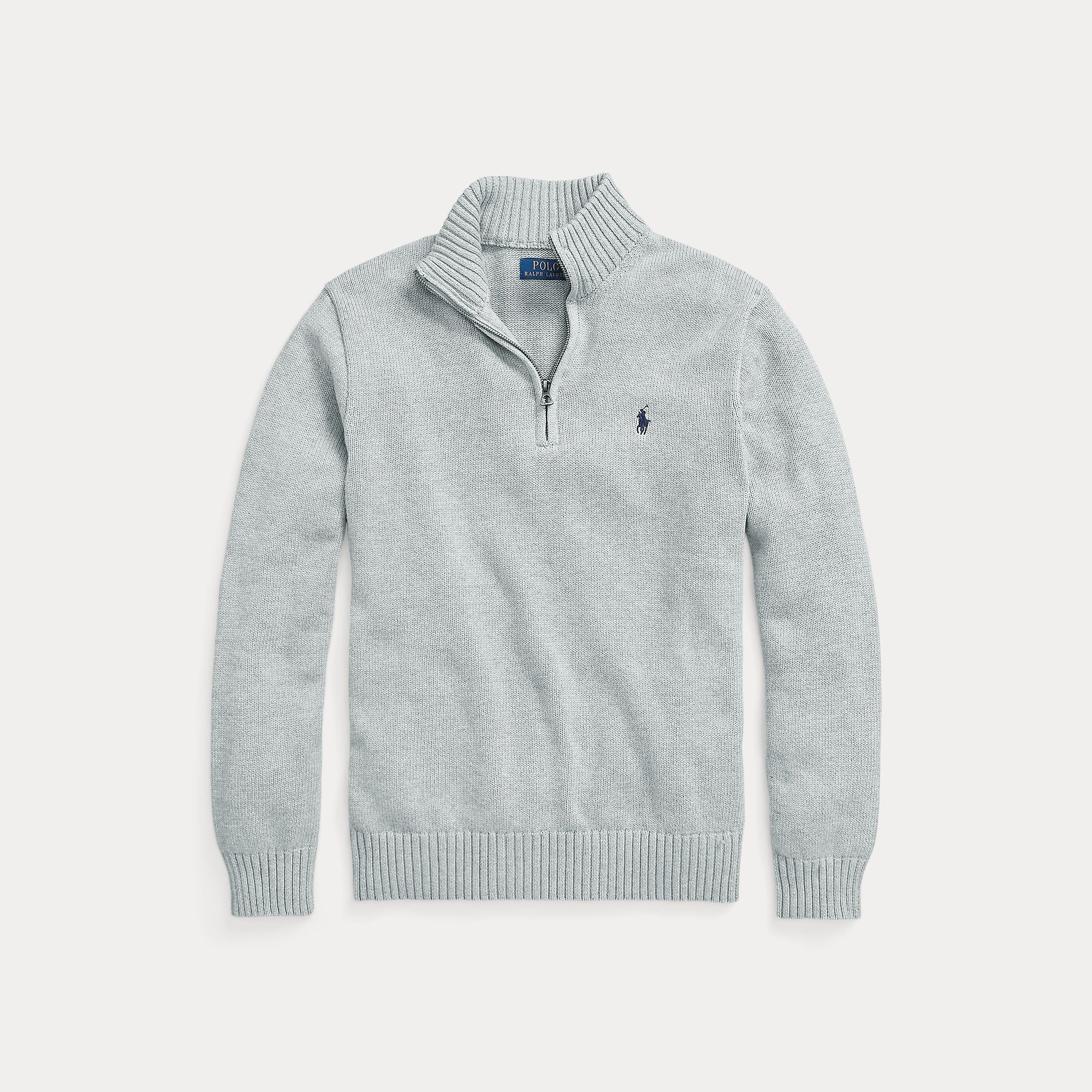Polo Ralph Lauren miesten neulepaita Cotton Hlaf Zip Pullover, vaaleanharmaa