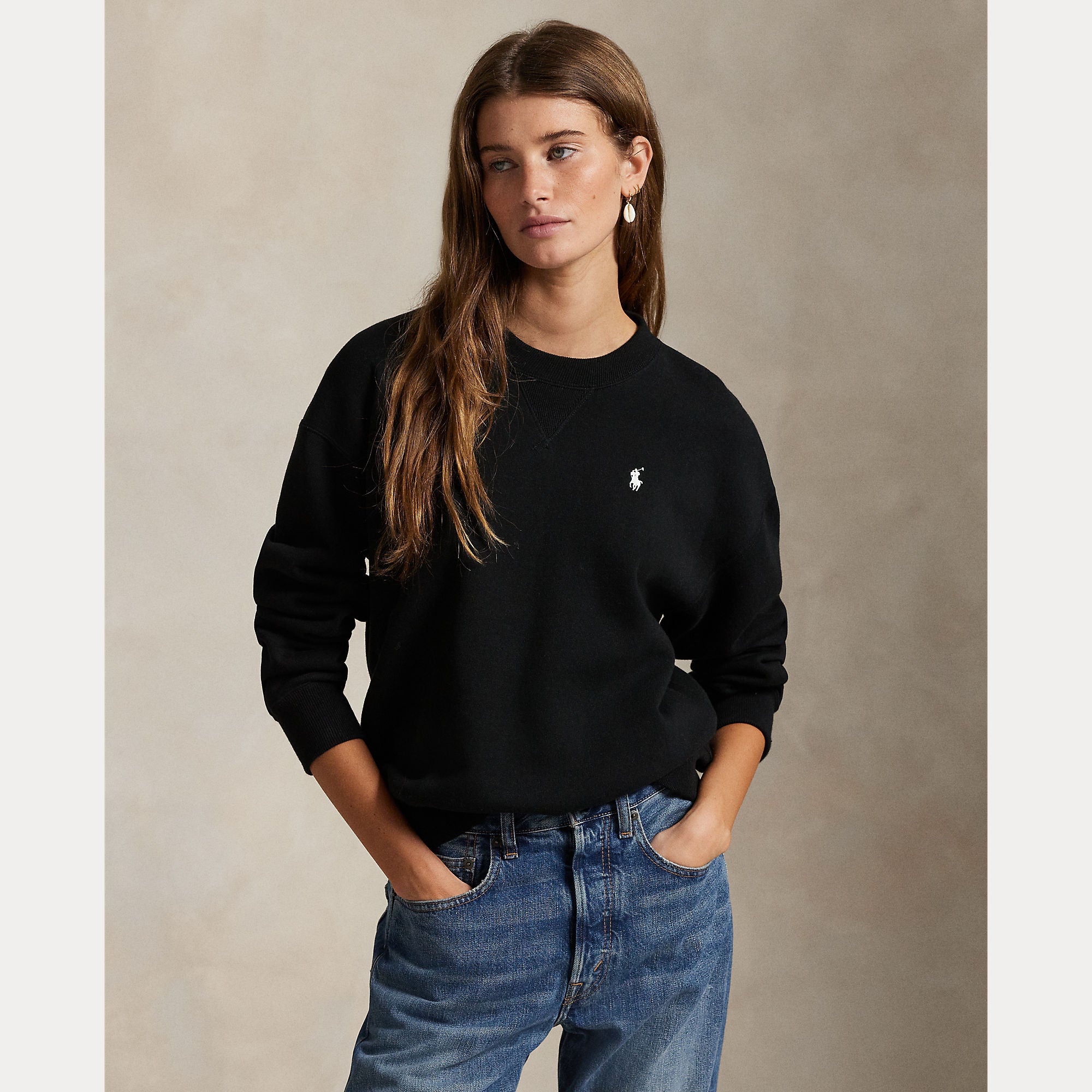 Polo Ralph Lauren naisten collegepaita Fleece Crewneck, musta