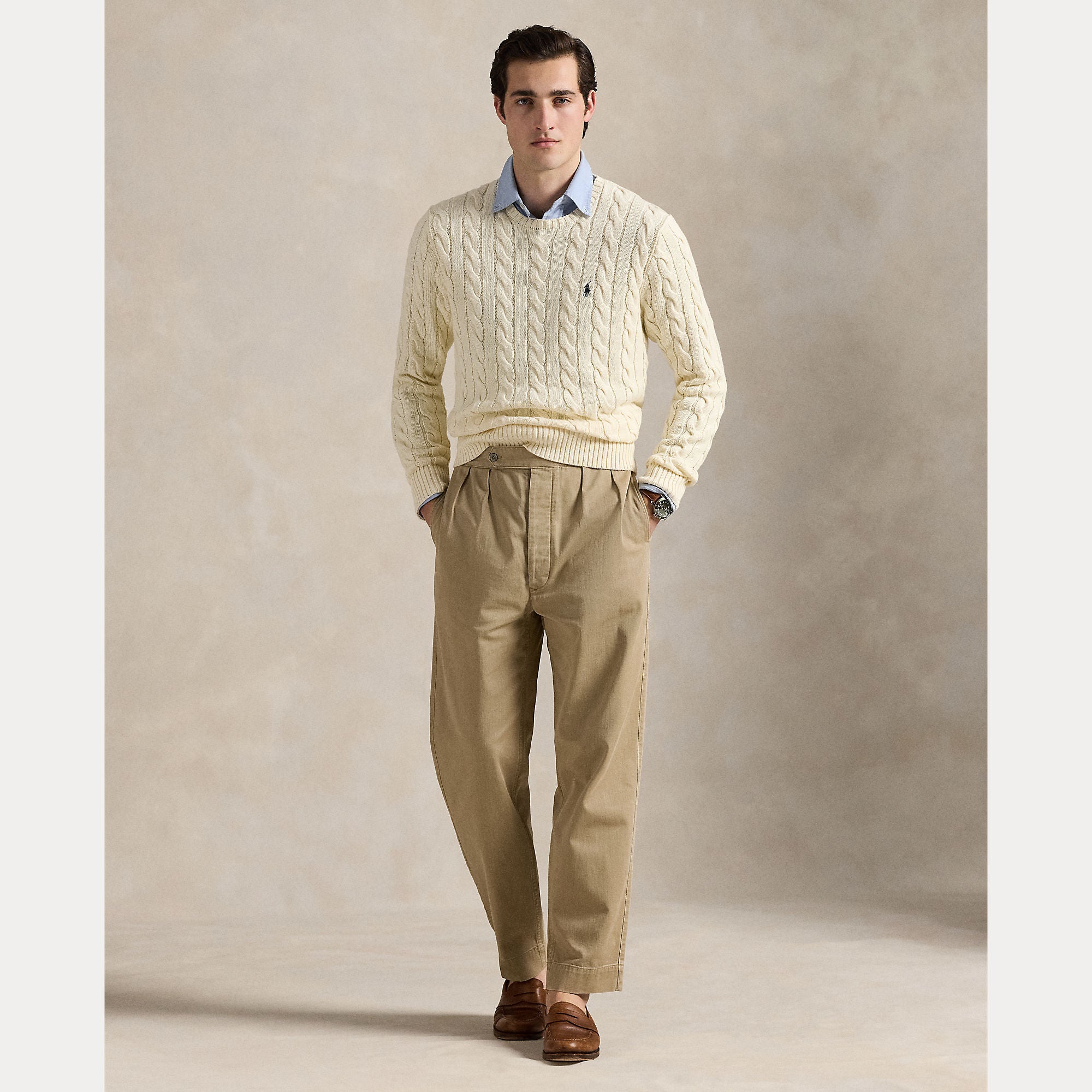 Polo Ralph Lauren miesten neule, LS DRIVE LONG SLEEVE PULLOVER Valkoinen